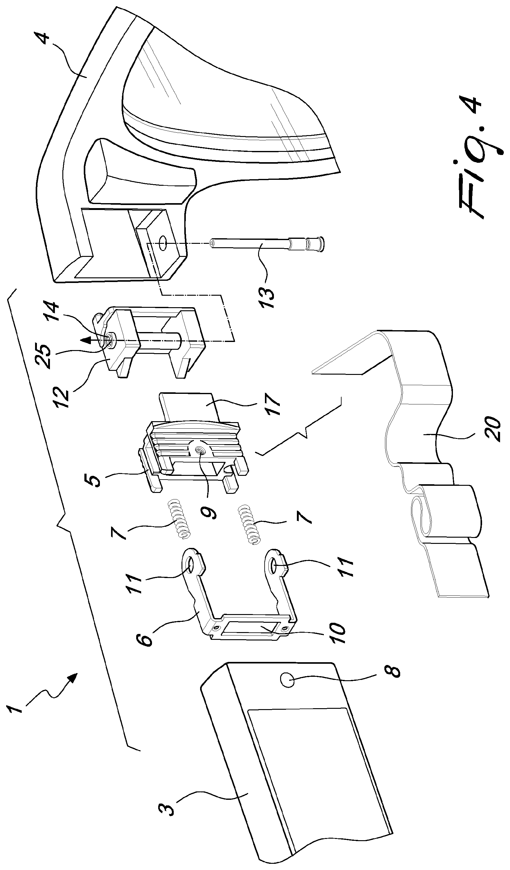 Patent US12353063 Figure 4 – Hinge of the flex type for eyeglasses