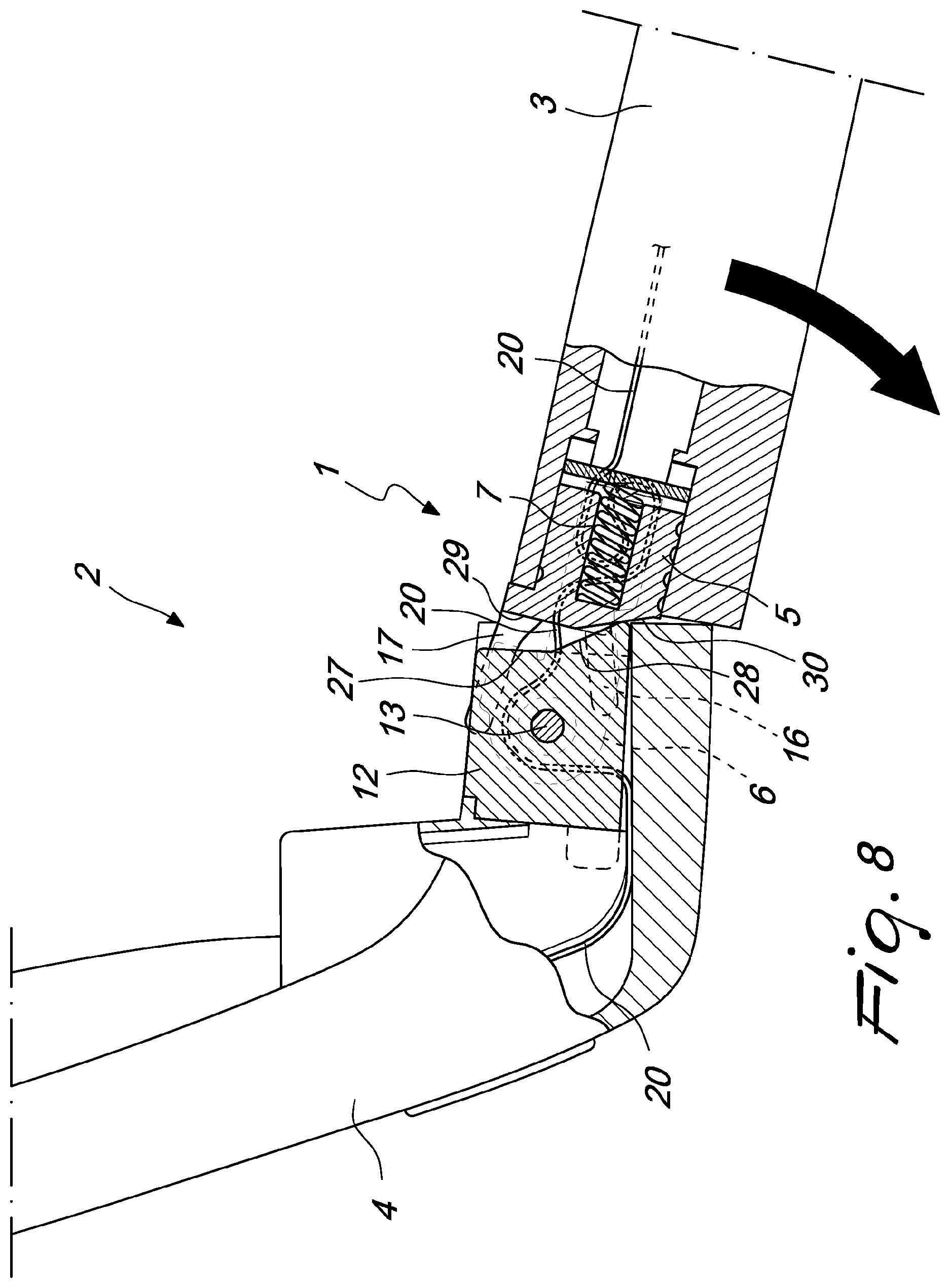 Patent US12353063 Figure 8 – Hinge of the flex type for eyeglasses