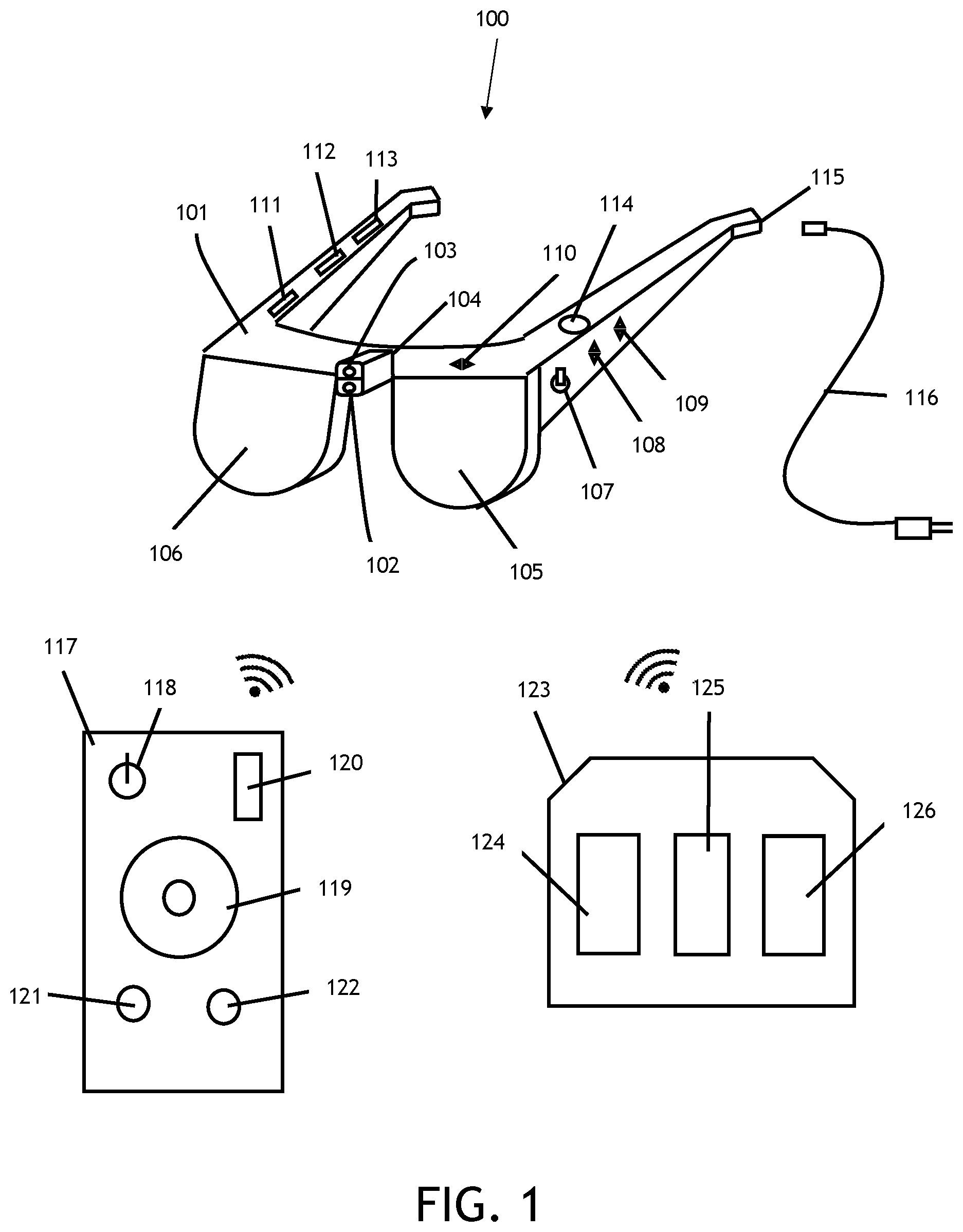 Patent US12353066 Figure 1 – Electronic loupe