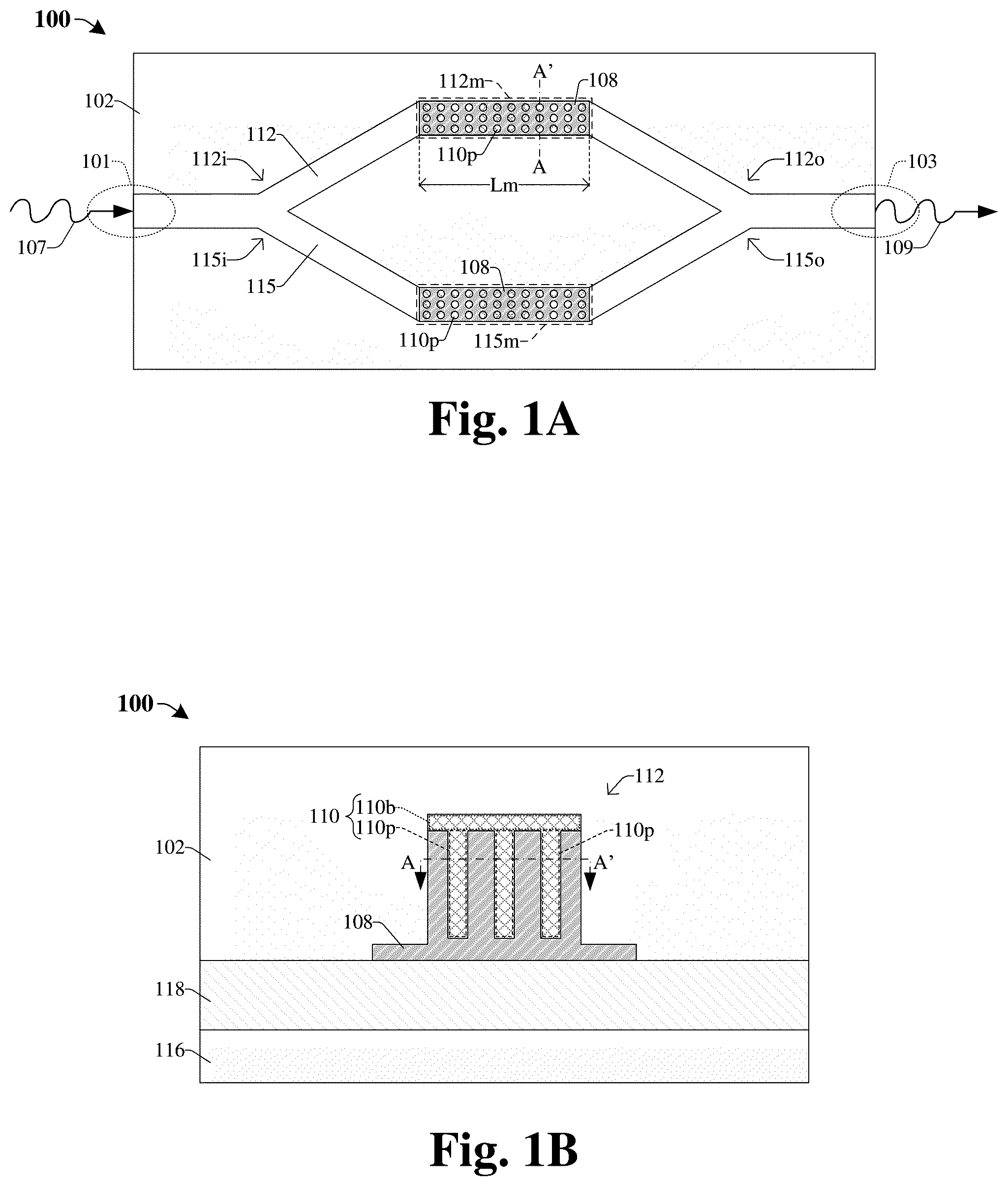 Patent US12353069 Figure 1 – Waveguide having doped pillar structures to improve modulator efficiency