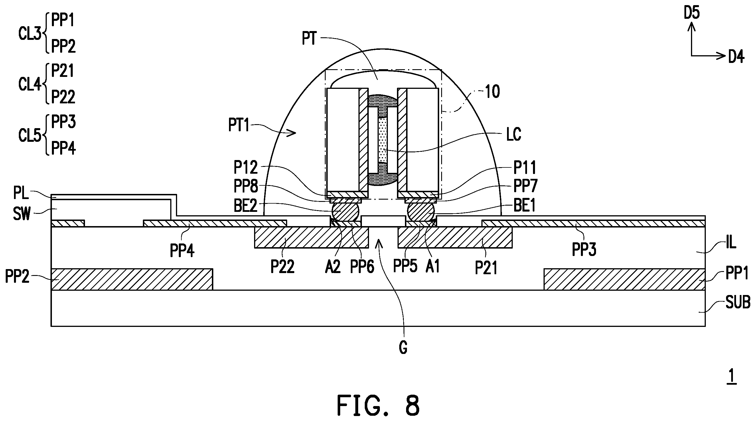 Patent US12353100 Figure 5 – Manufacturing method of an electronic device
