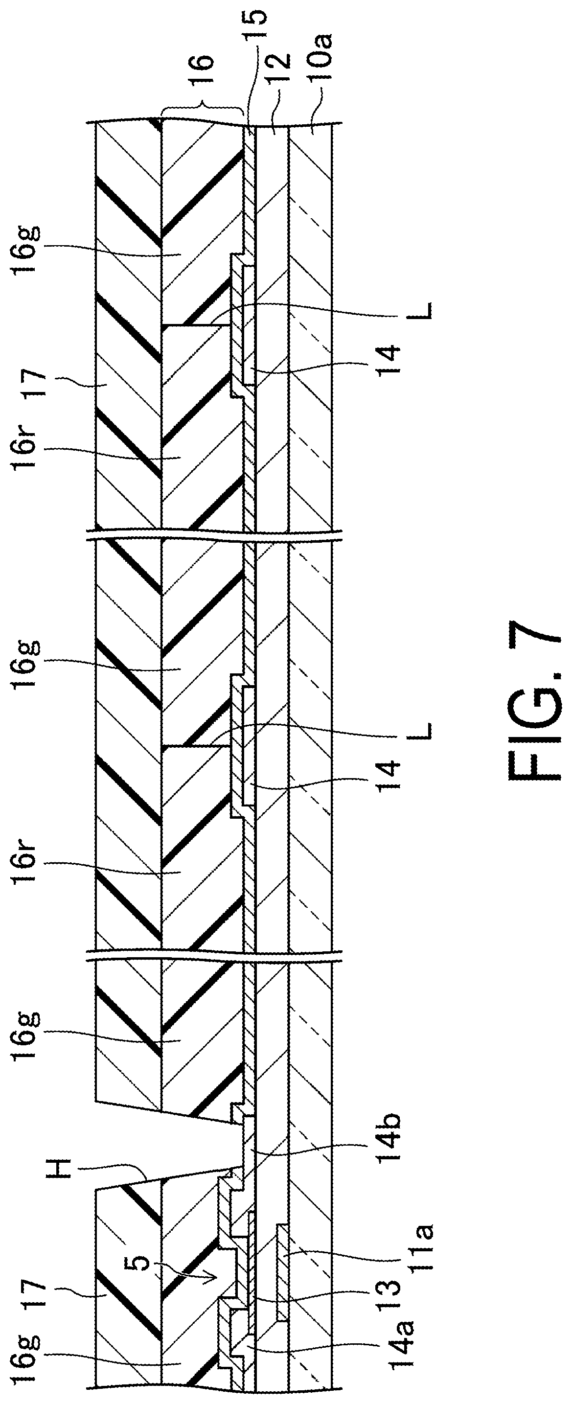 Patent US12353104 Figure 7 – Active matrix substrate, liquid crystal display device including the same, and method of manufacturing active matrix substrate