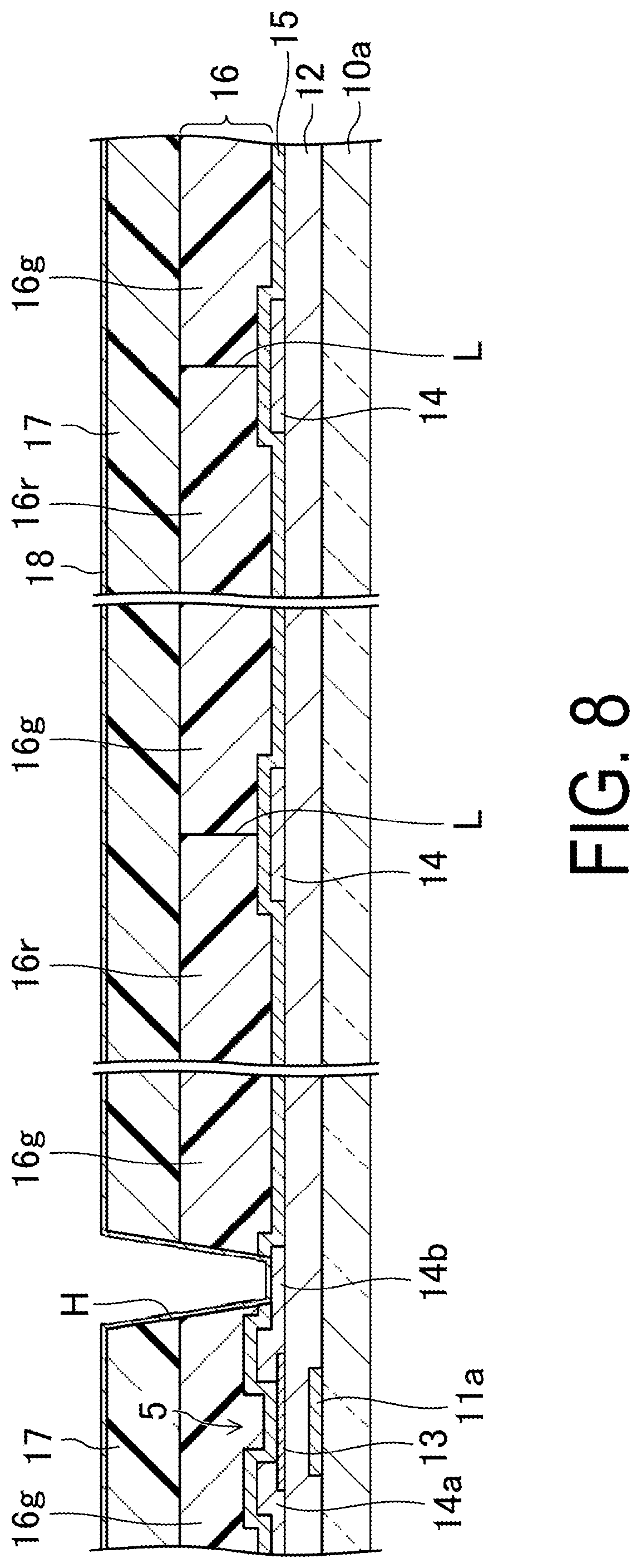 Patent US12353104 Figure 8 – Active matrix substrate, liquid crystal display device including the same, and method of manufacturing active matrix substrate