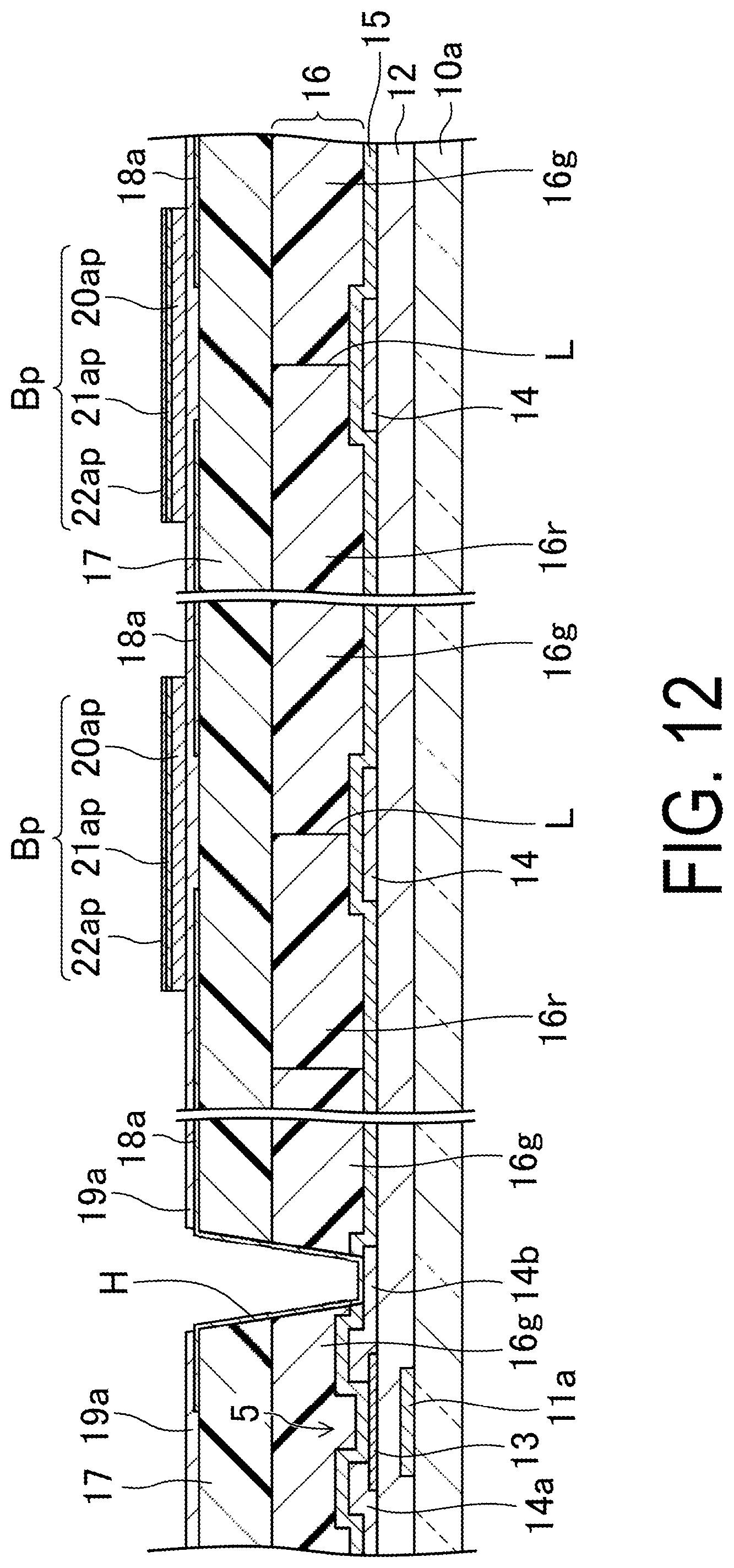 Patent US12353104 Figure 12 – Active matrix substrate, liquid crystal display device including the same, and method of manufacturing active matrix substrate