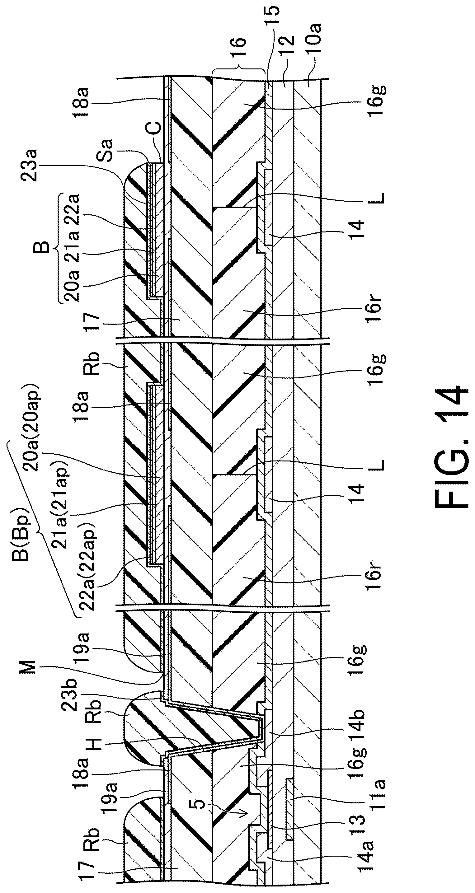 Patent US12353104 Figure 14 – Active matrix substrate, liquid crystal display device including the same, and method of manufacturing active matrix substrate