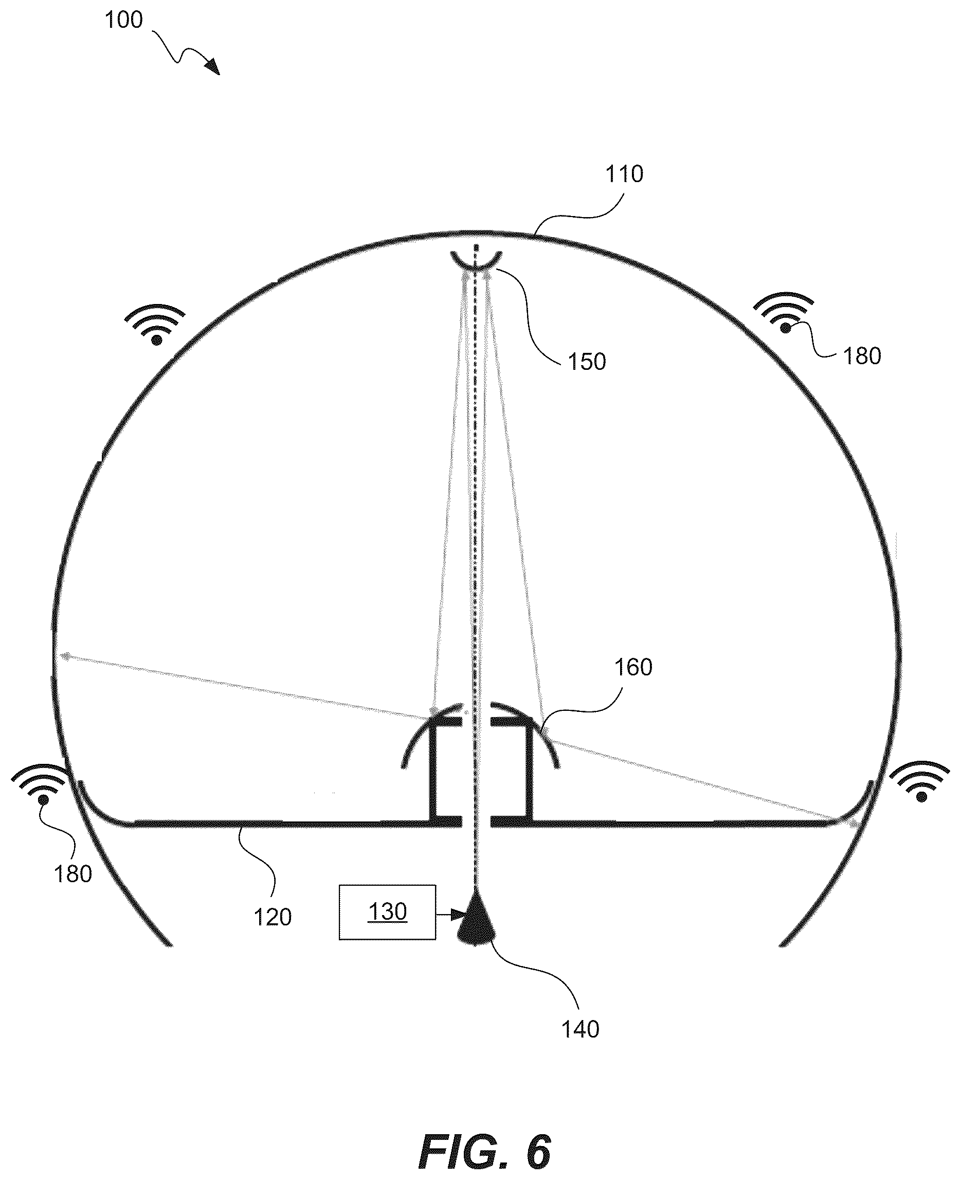Patent US12353117 Figure 6 – Media projection within light sphere dome