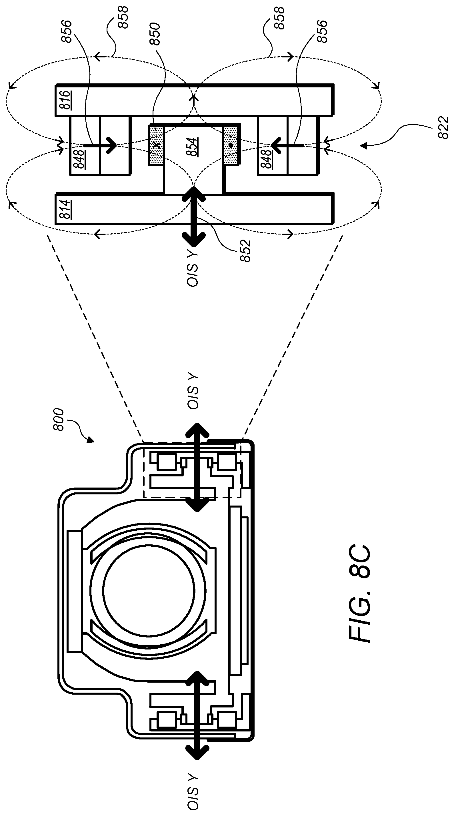Patent US12353119 Figure 8 – Camera with folded optics having moveable lens