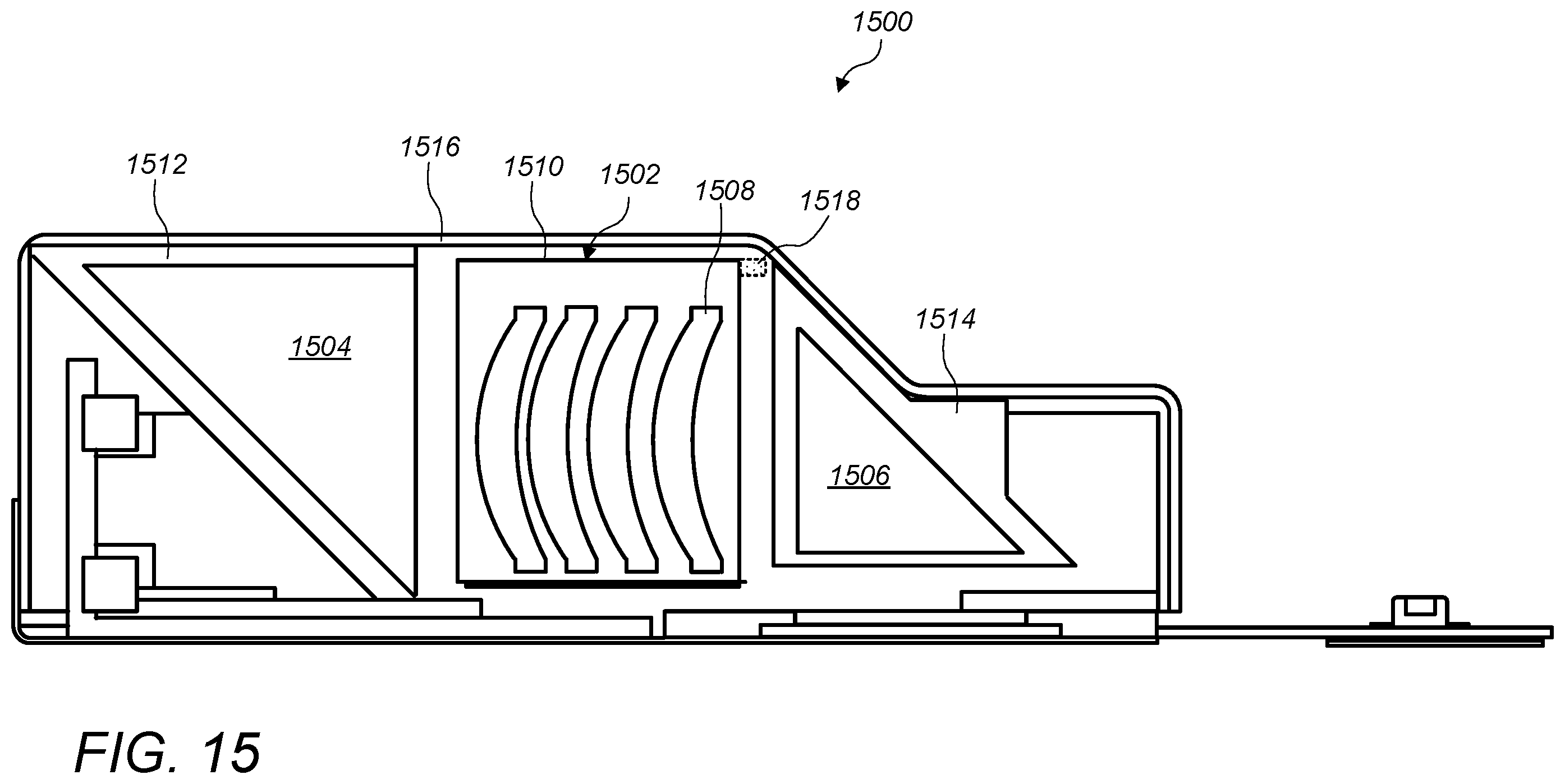 Patent US12353119 Figure 16 – Camera with folded optics having moveable lens