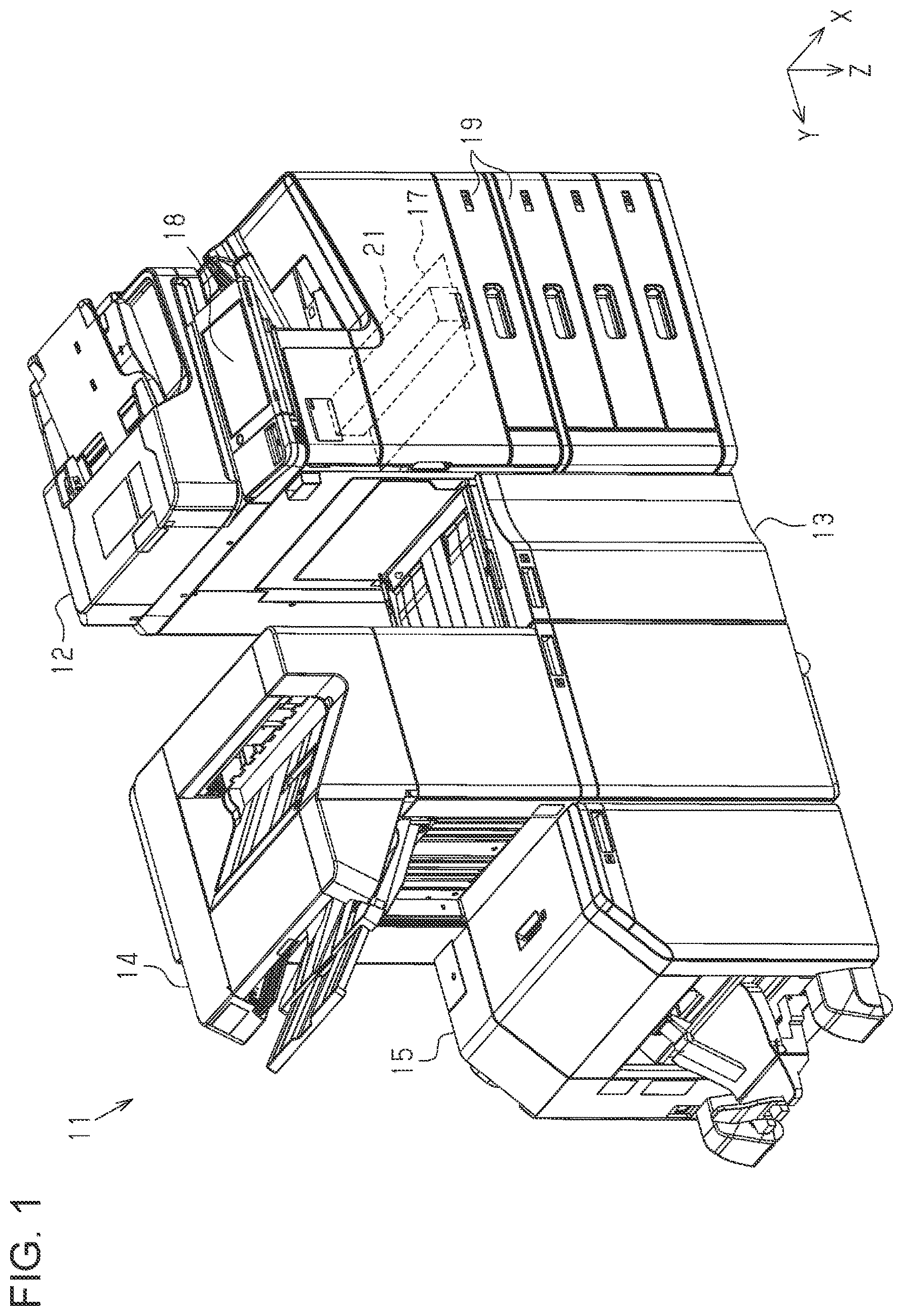 Patent US12353153 Figure 1 – Post-processing device with a pressing section