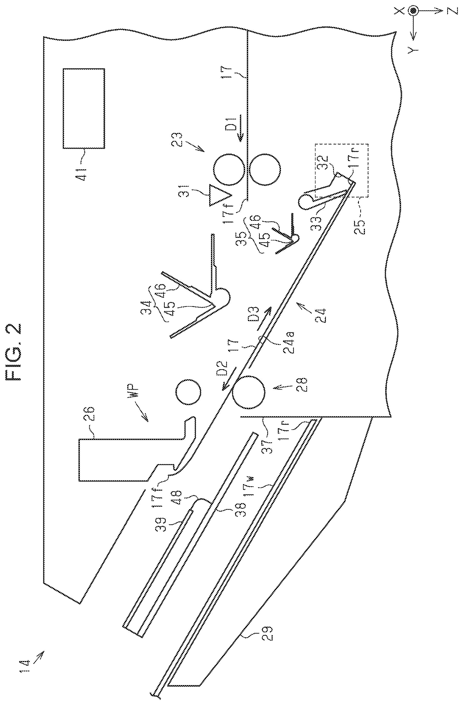 Patent US12353153 Figure 2 – Post-processing device with a pressing section