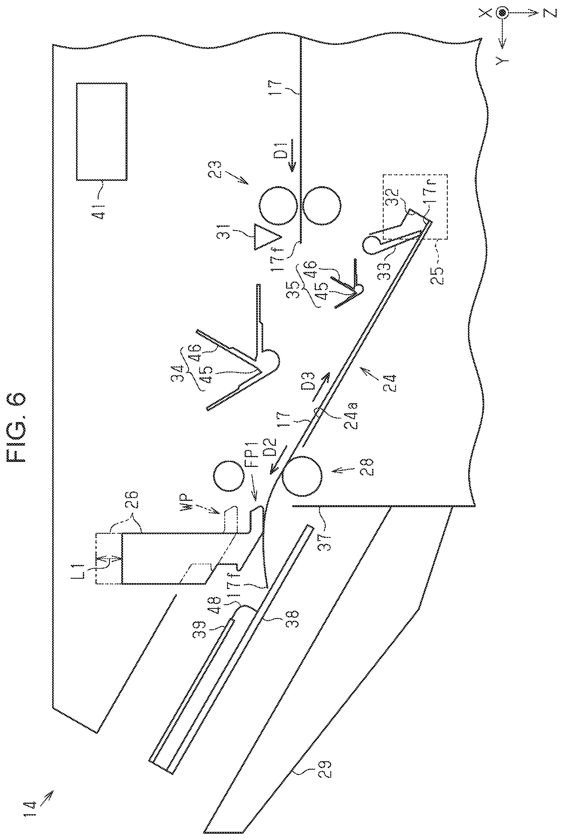 Patent US12353153 Figure 6 – Post-processing device with a pressing section