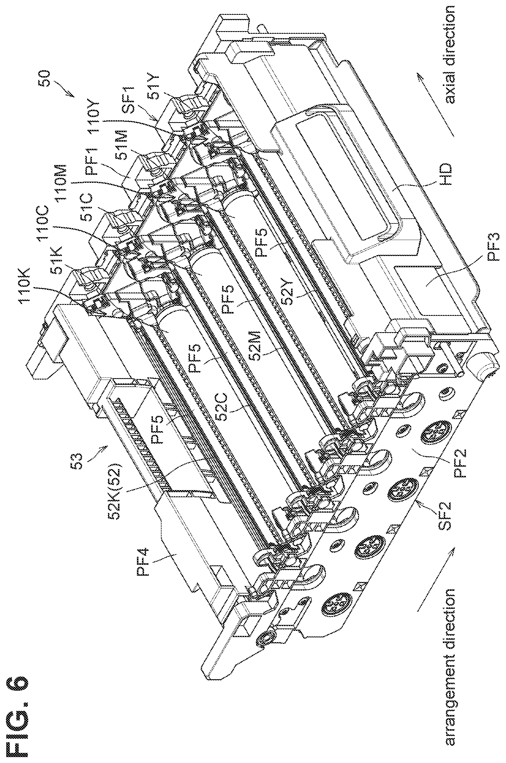 Patent US12353162 Figure 6 – Drum cartridge having separation shaft for moving developing frame away from photosensitive drum