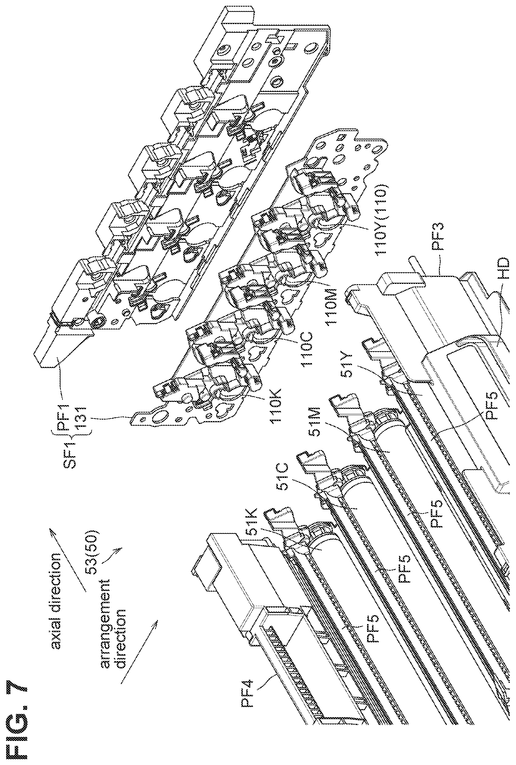 Patent US12353162 Figure 7 – Drum cartridge having separation shaft for moving developing frame away from photosensitive drum