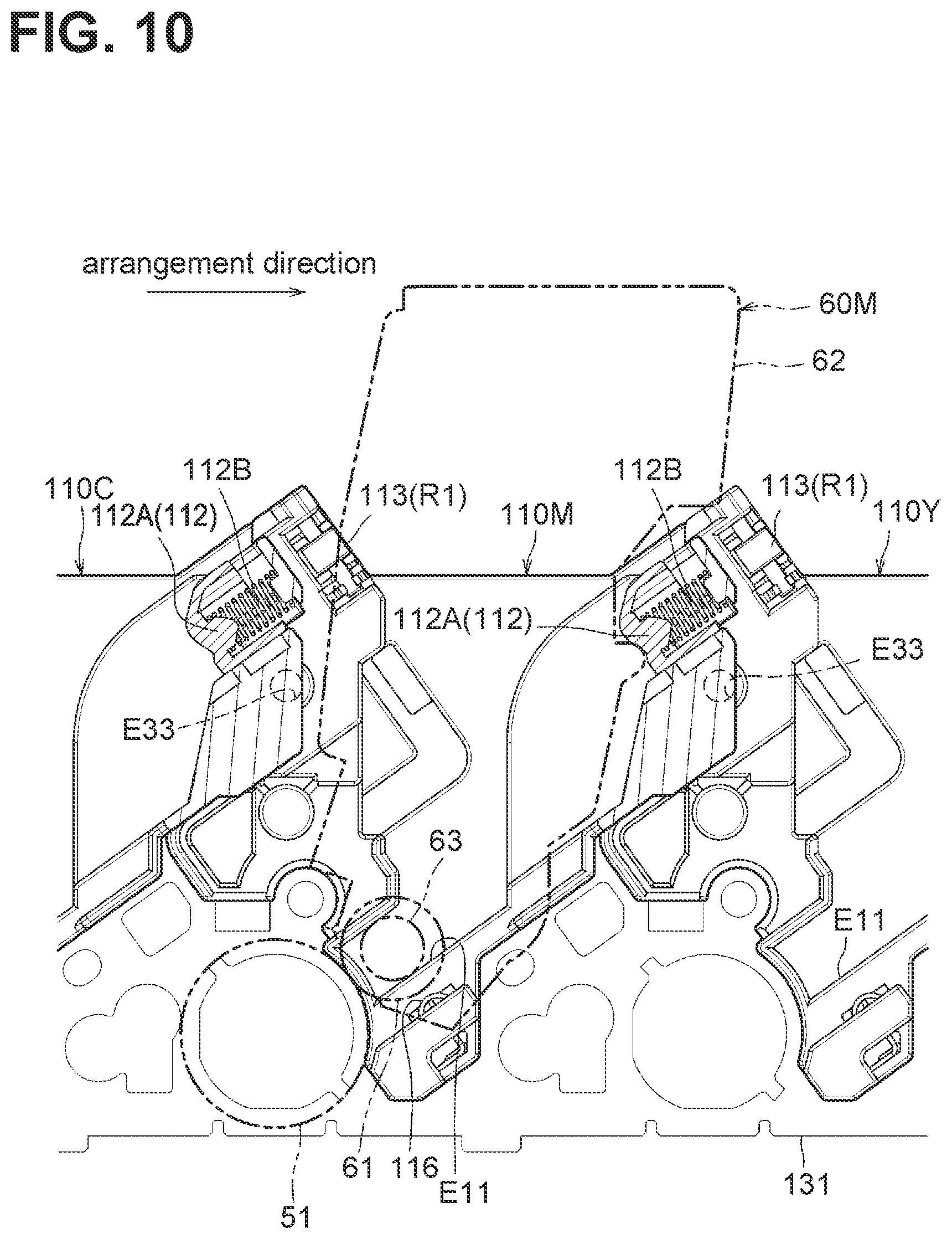 Patent US12353162 Figure 10 – Drum cartridge having separation shaft for moving developing frame away from photosensitive drum