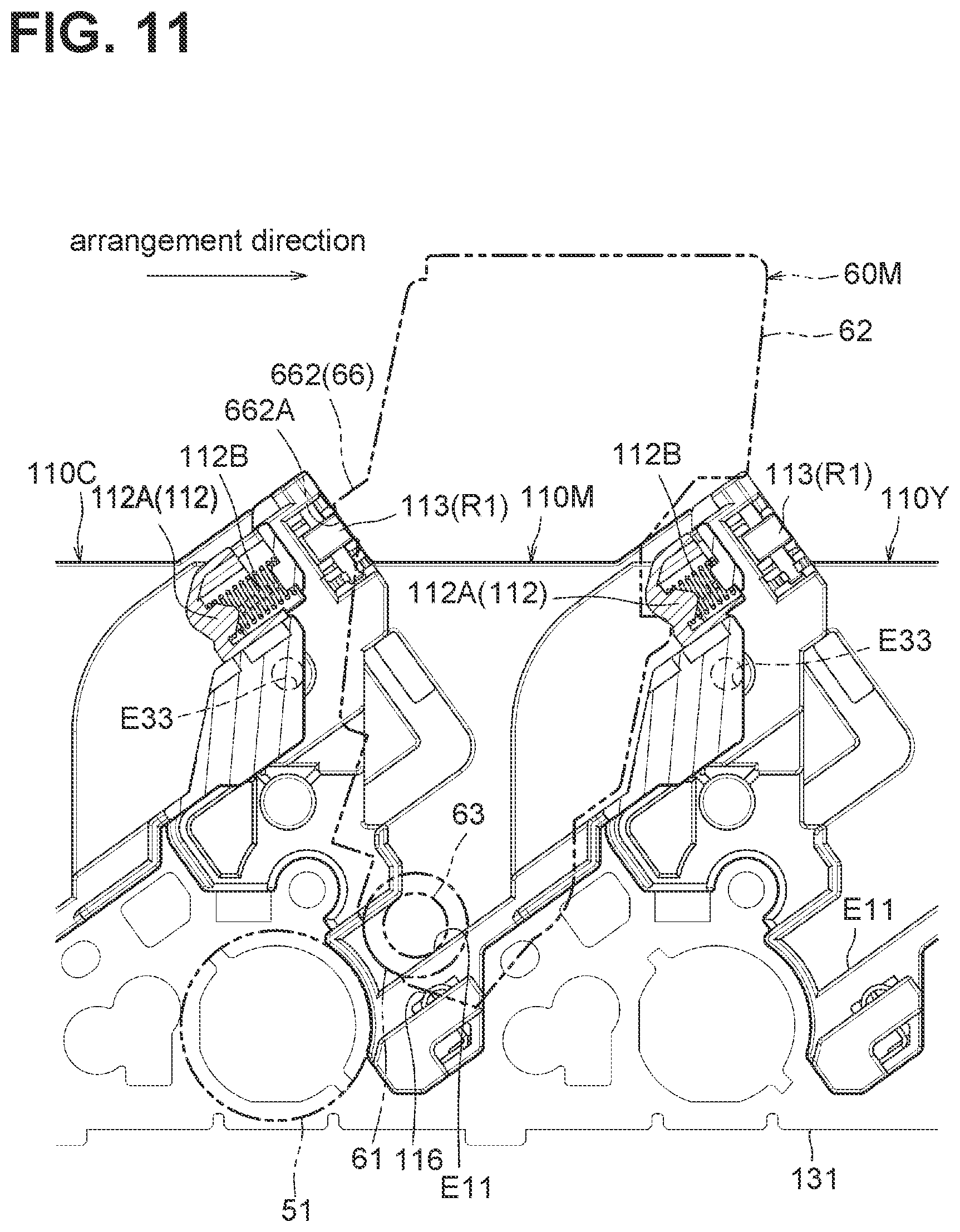 Patent US12353162 Figure 11 – Drum cartridge having separation shaft for moving developing frame away from photosensitive drum