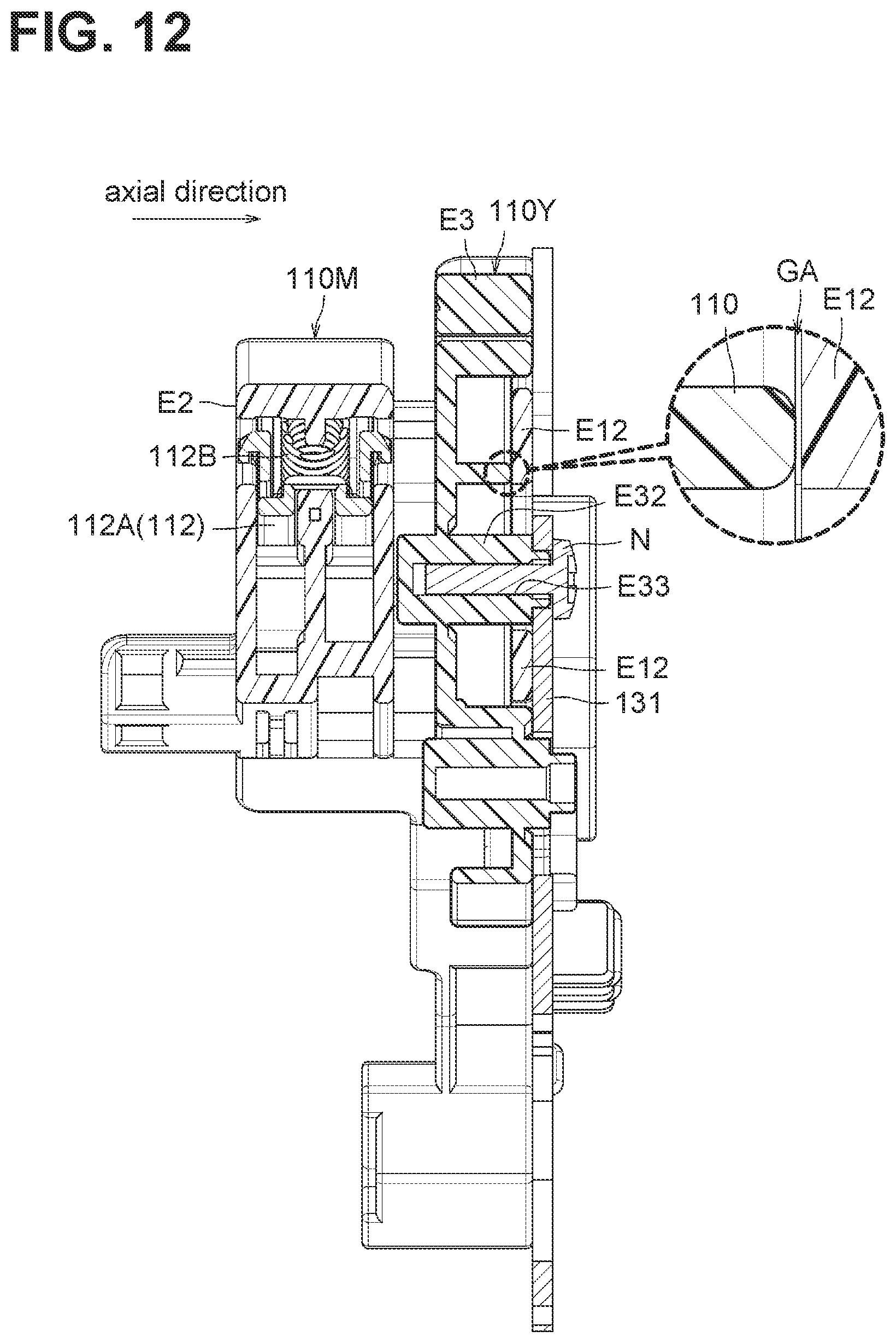 Patent US12353162 Figure 12 – Drum cartridge having separation shaft for moving developing frame away from photosensitive drum