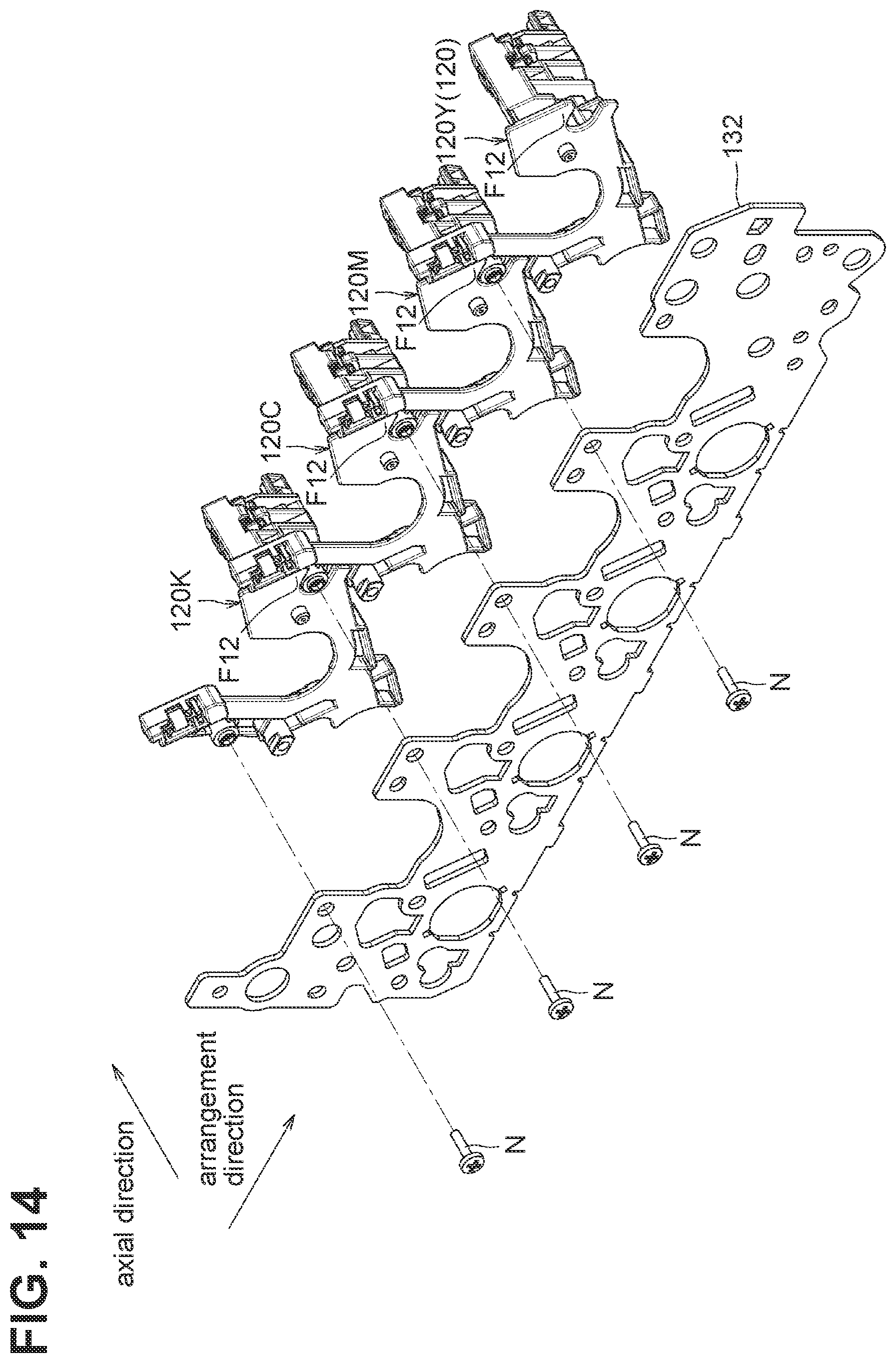 Patent US12353162 Figure 14 – Drum cartridge having separation shaft for moving developing frame away from photosensitive drum