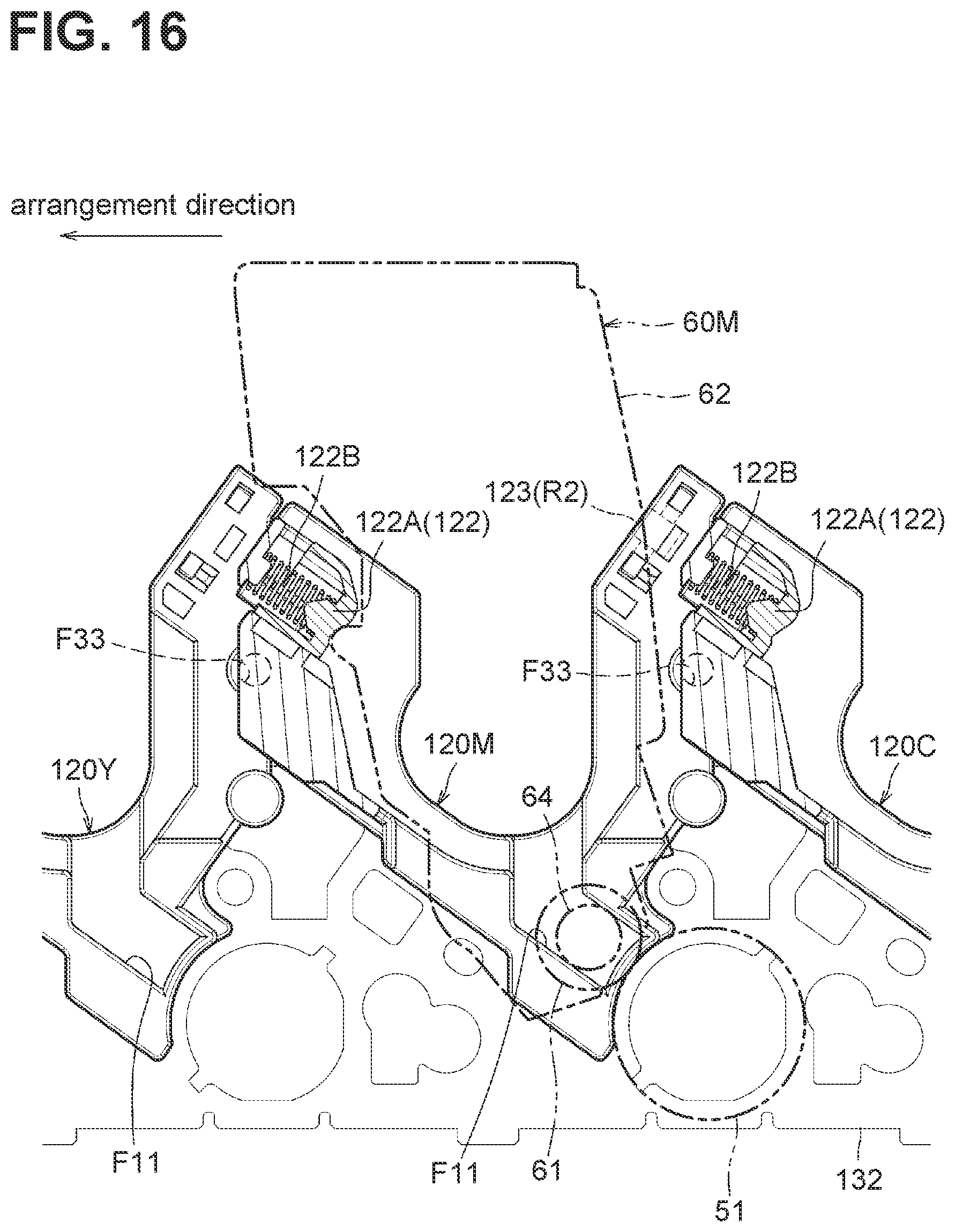 Patent US12353162 Figure 16 – Drum cartridge having separation shaft for moving developing frame away from photosensitive drum