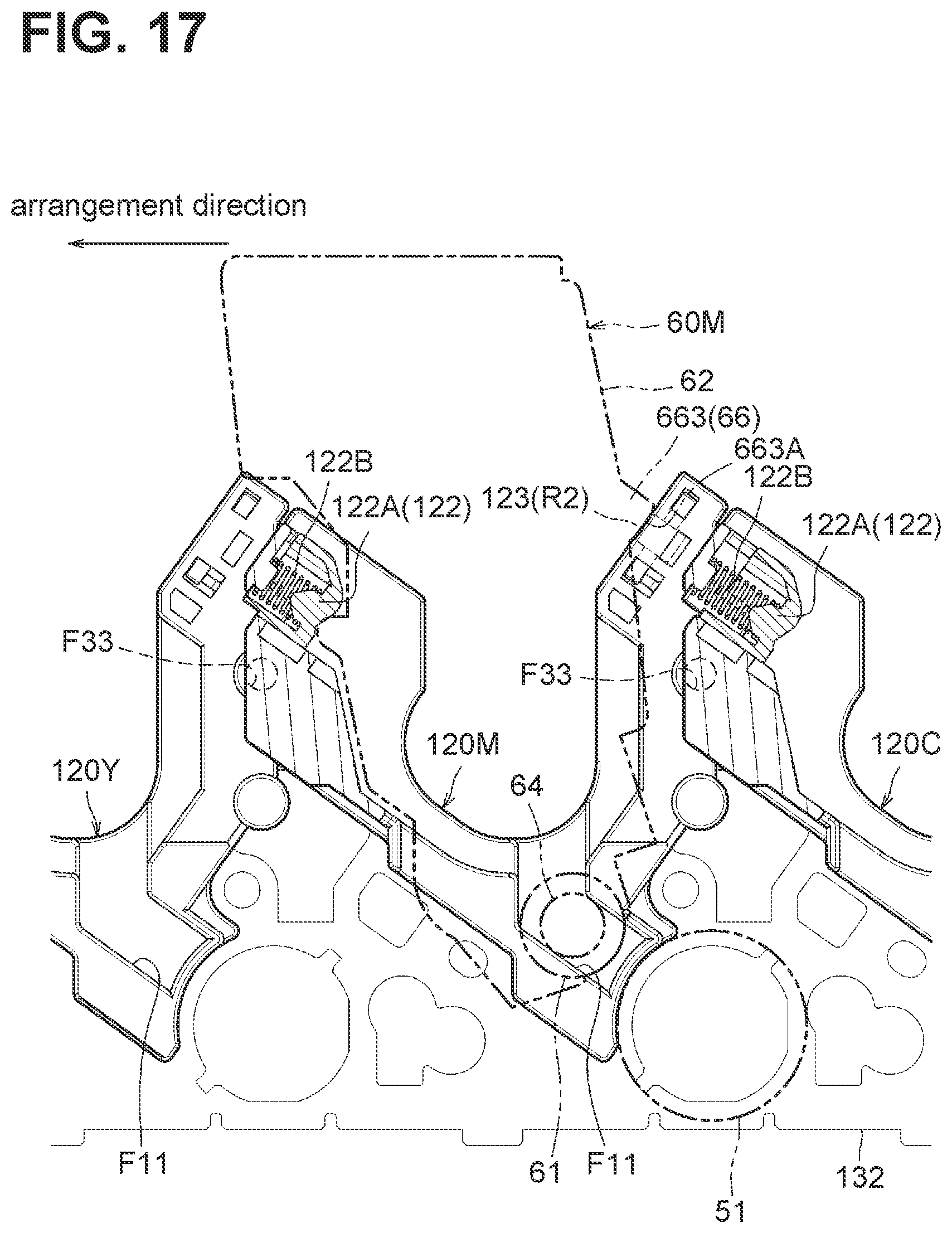 Patent US12353162 Figure 17 – Drum cartridge having separation shaft for moving developing frame away from photosensitive drum