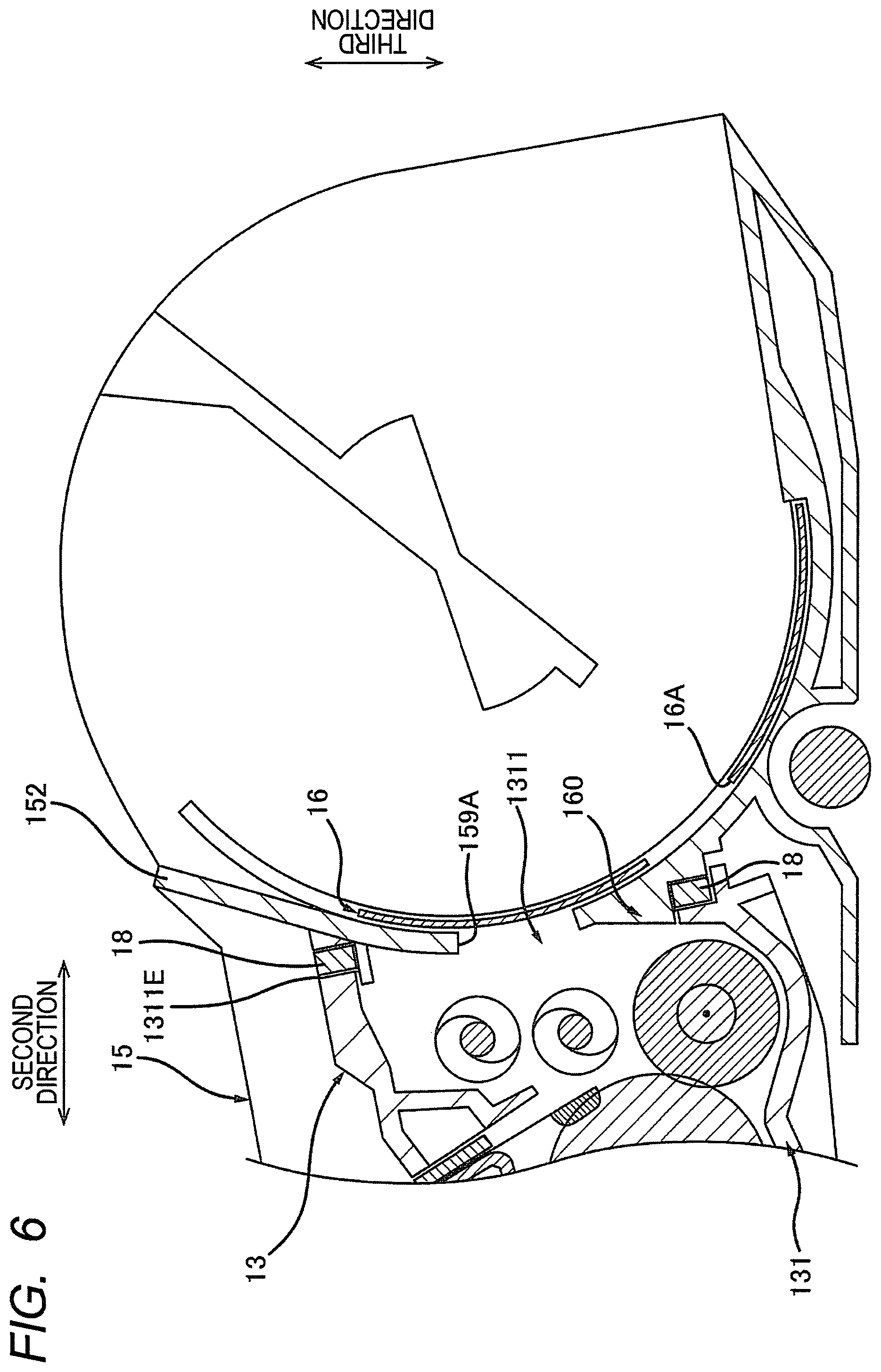 Patent US12353163 Figure 6 – Process cartridge having support frame with passage opening, developing housing with reception opening, and seal