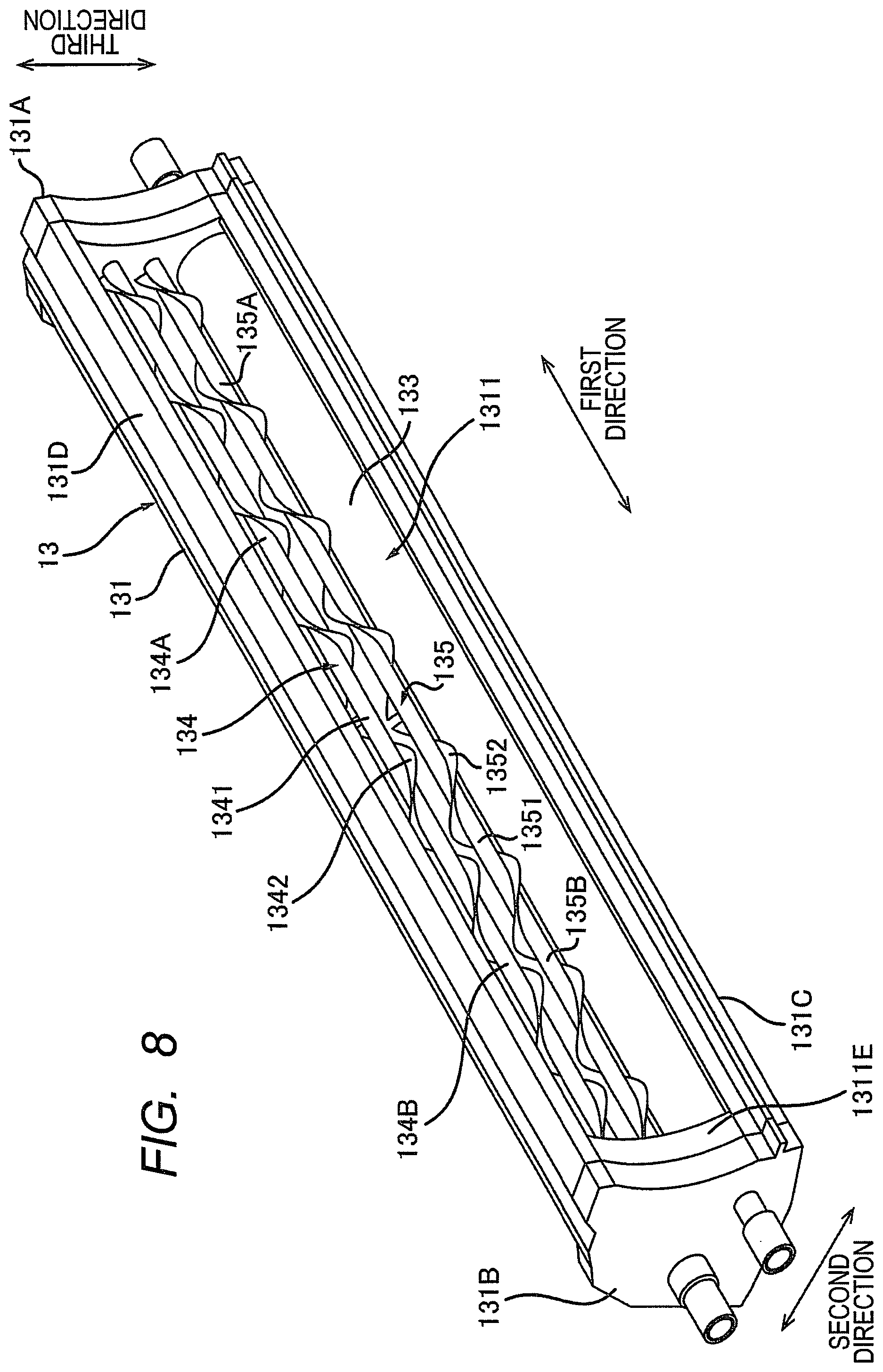 Patent US12353163 Figure 8 – Process cartridge having support frame with passage opening, developing housing with reception opening, and seal