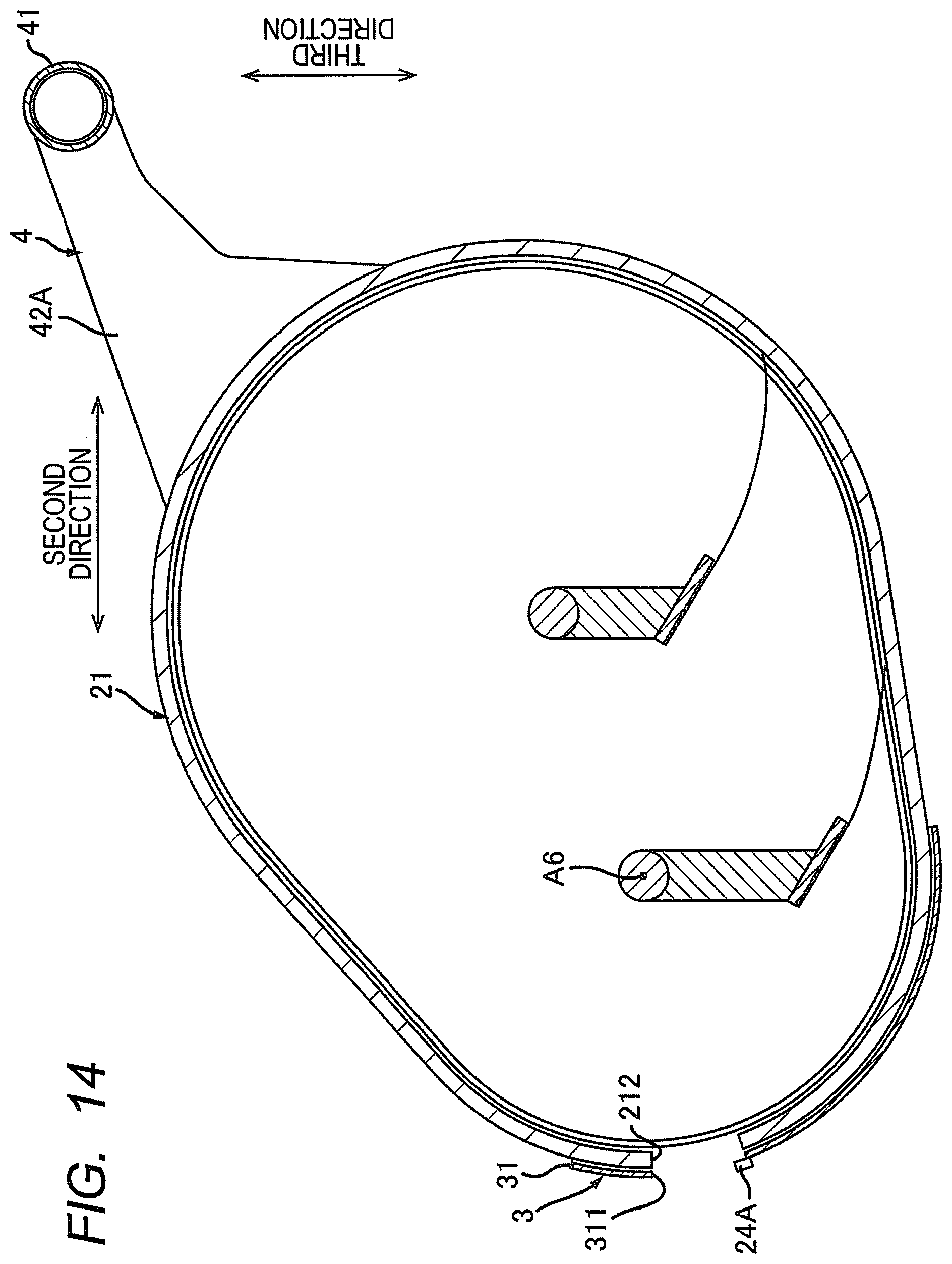 Patent US12353163 Figure 14 – Process cartridge having support frame with passage opening, developing housing with reception opening, and seal