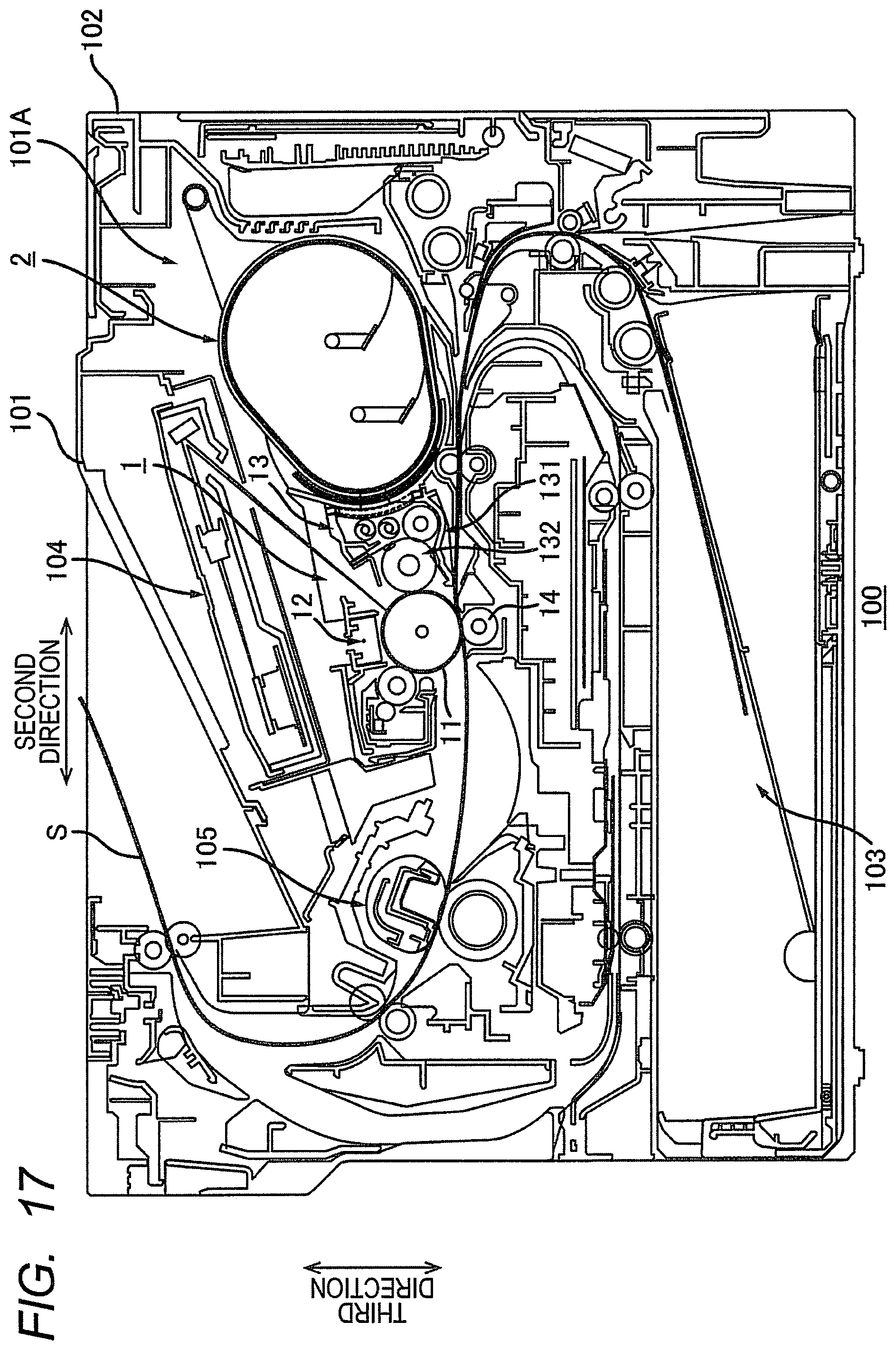 Patent US12353163 Figure 17 – Process cartridge having support frame with passage opening, developing housing with reception opening, and seal