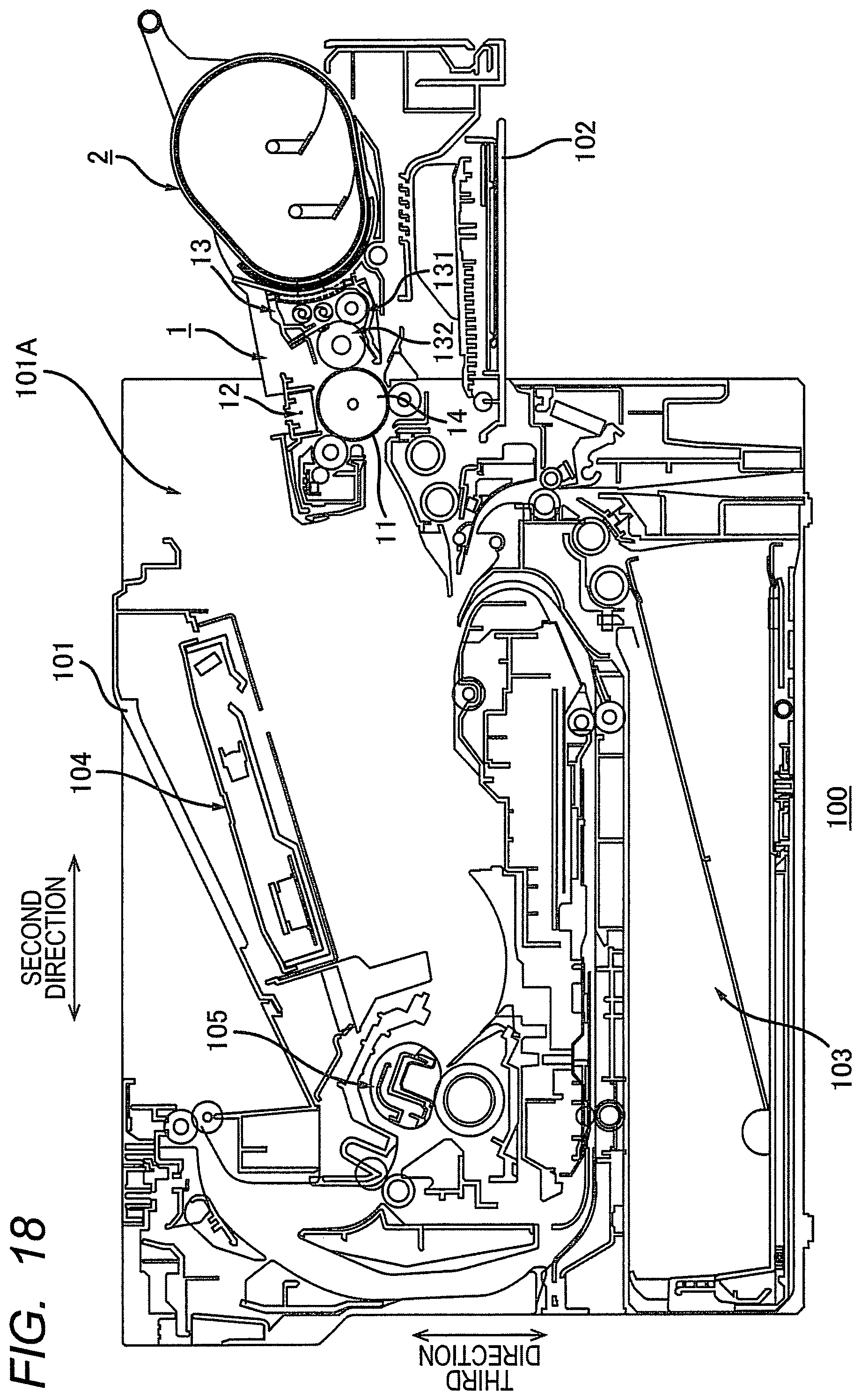 Patent US12353163 Figure 18 – Process cartridge having support frame with passage opening, developing housing with reception opening, and seal