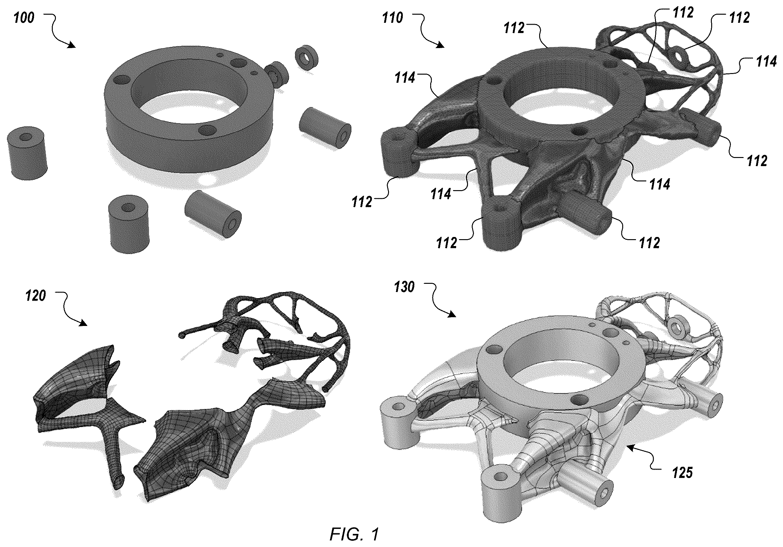 Patent US12353191 Figure 1 – Conversion of mesh geometry to editable and watertight boundary representation in computer aided design