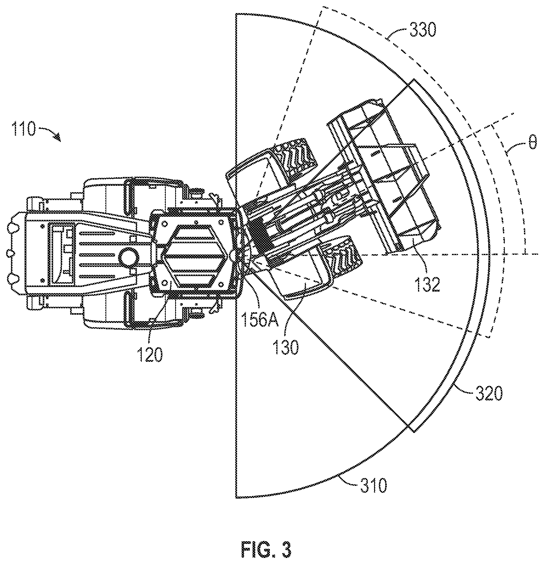 Patent US12353207 Figure 3 – Digital panning of panoramic video to follow machine worktool movement