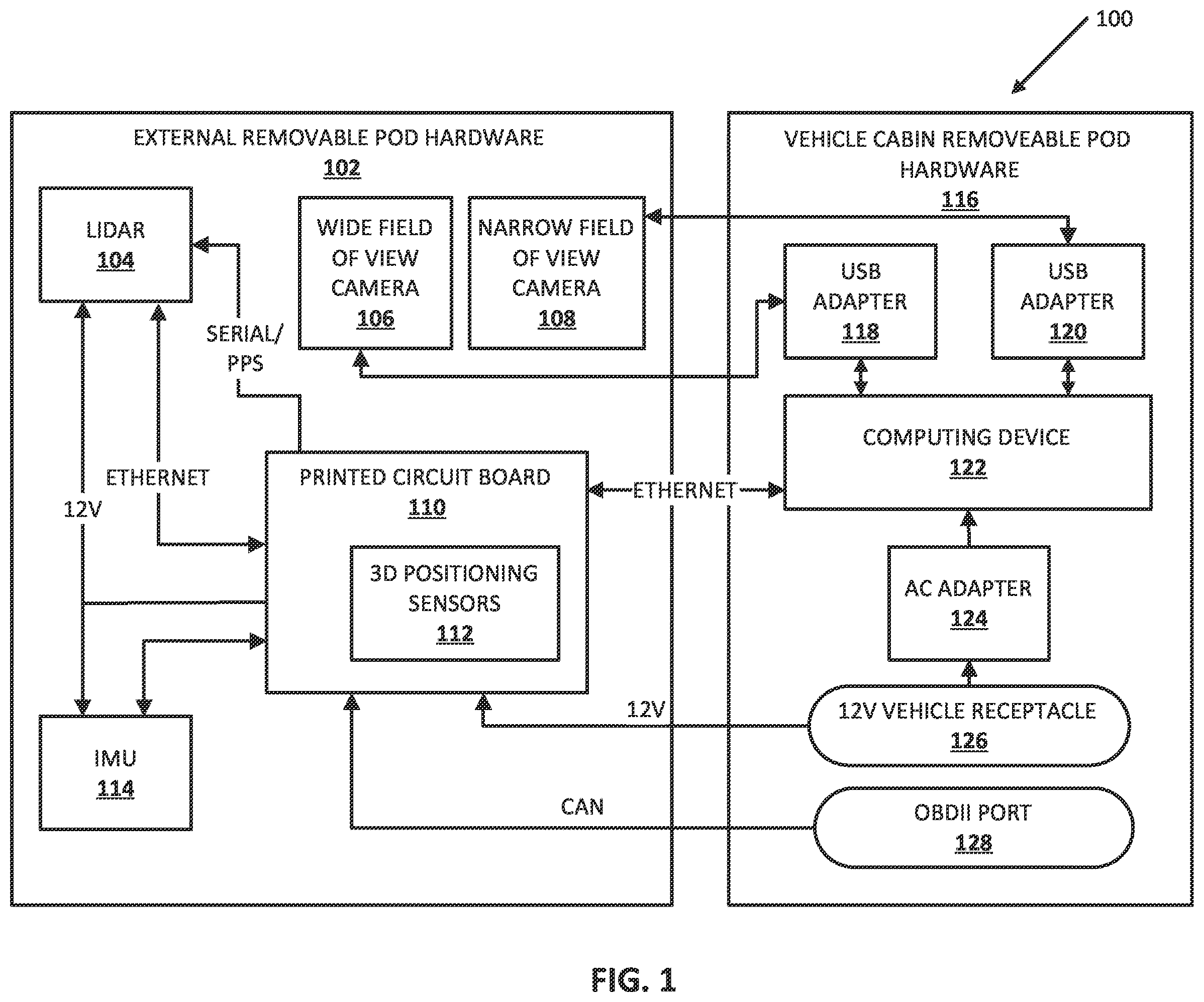 Patent US12353216 — Removable automotive LIDAR data collection pod — Figure 1