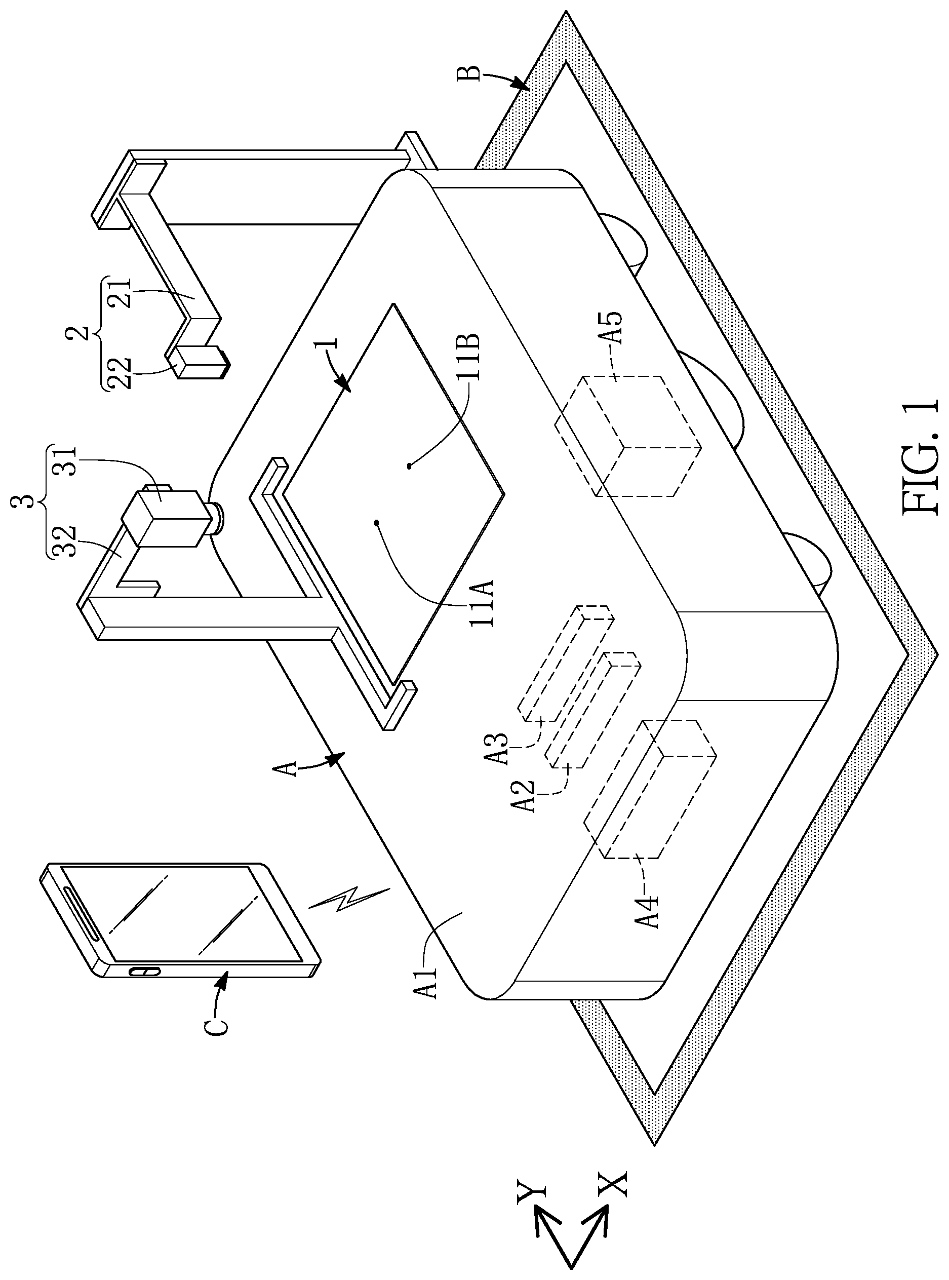 Patent US12353217 — Accuracy measurement method of autonomous mobile vehicle, calculating device, and autonomous mobile vehicle — Figure 1