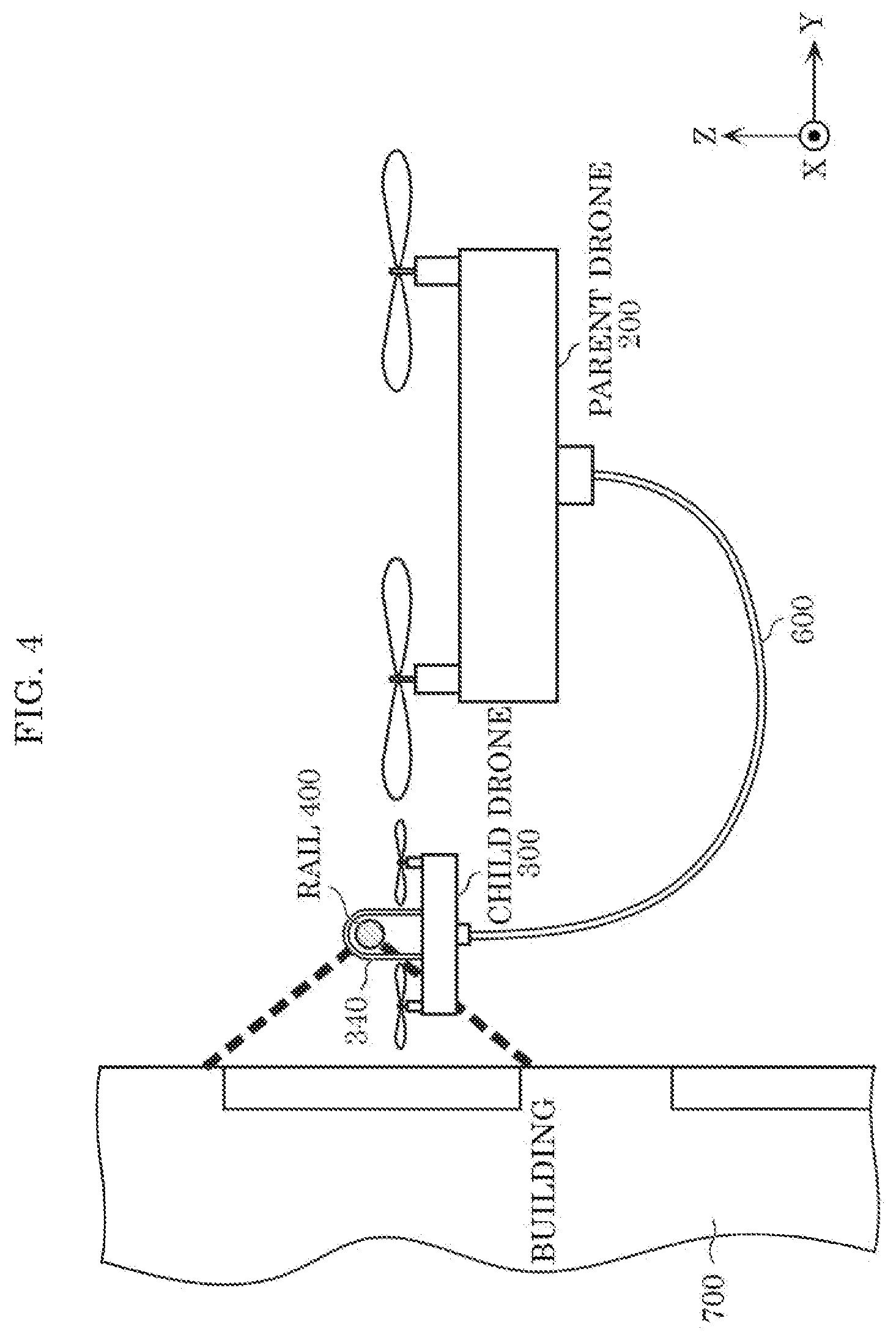 Patent US12353221 Figure 4 – Unmanned aerial vehicle and delivery system