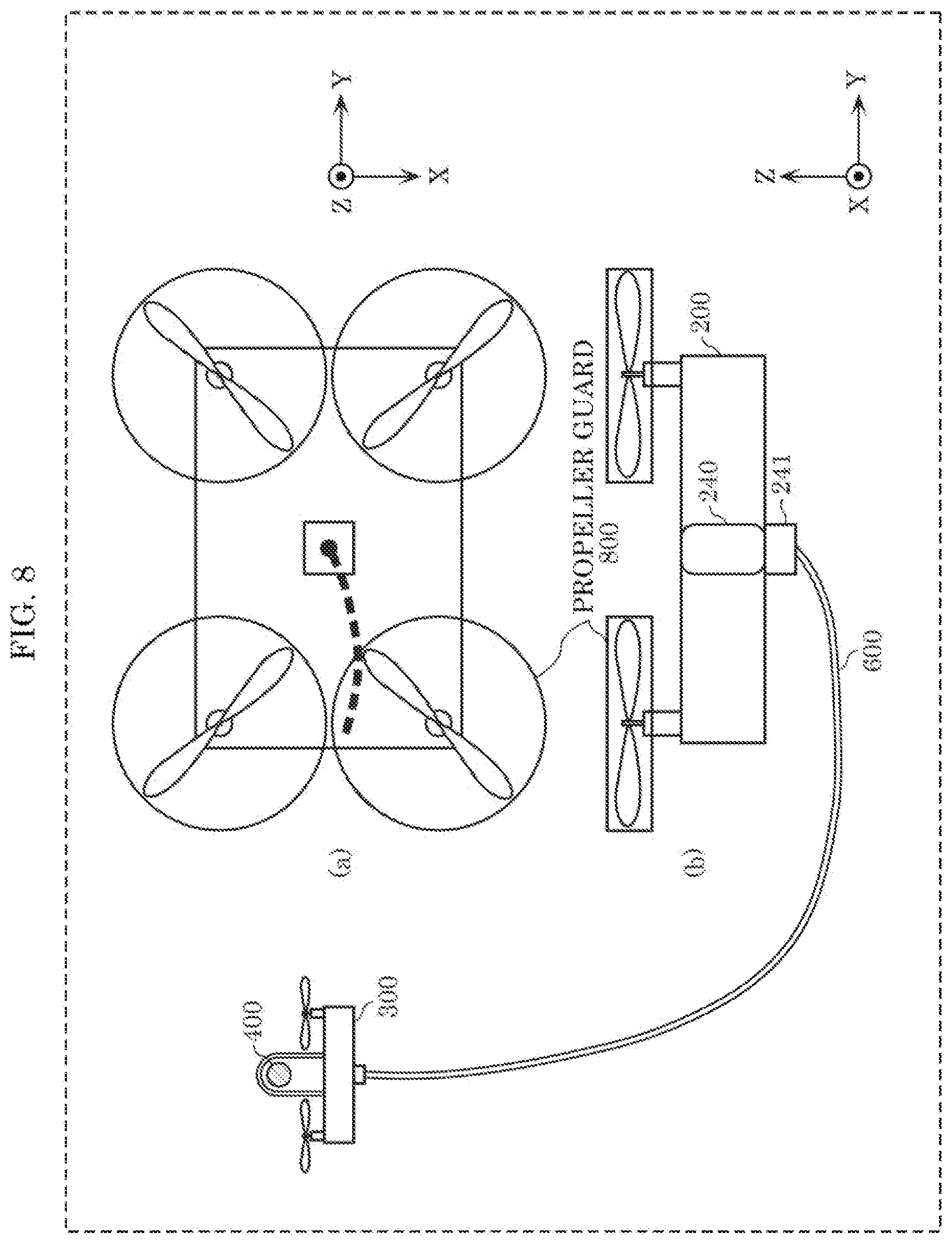 Patent US12353221 Figure 9 – Unmanned aerial vehicle and delivery system