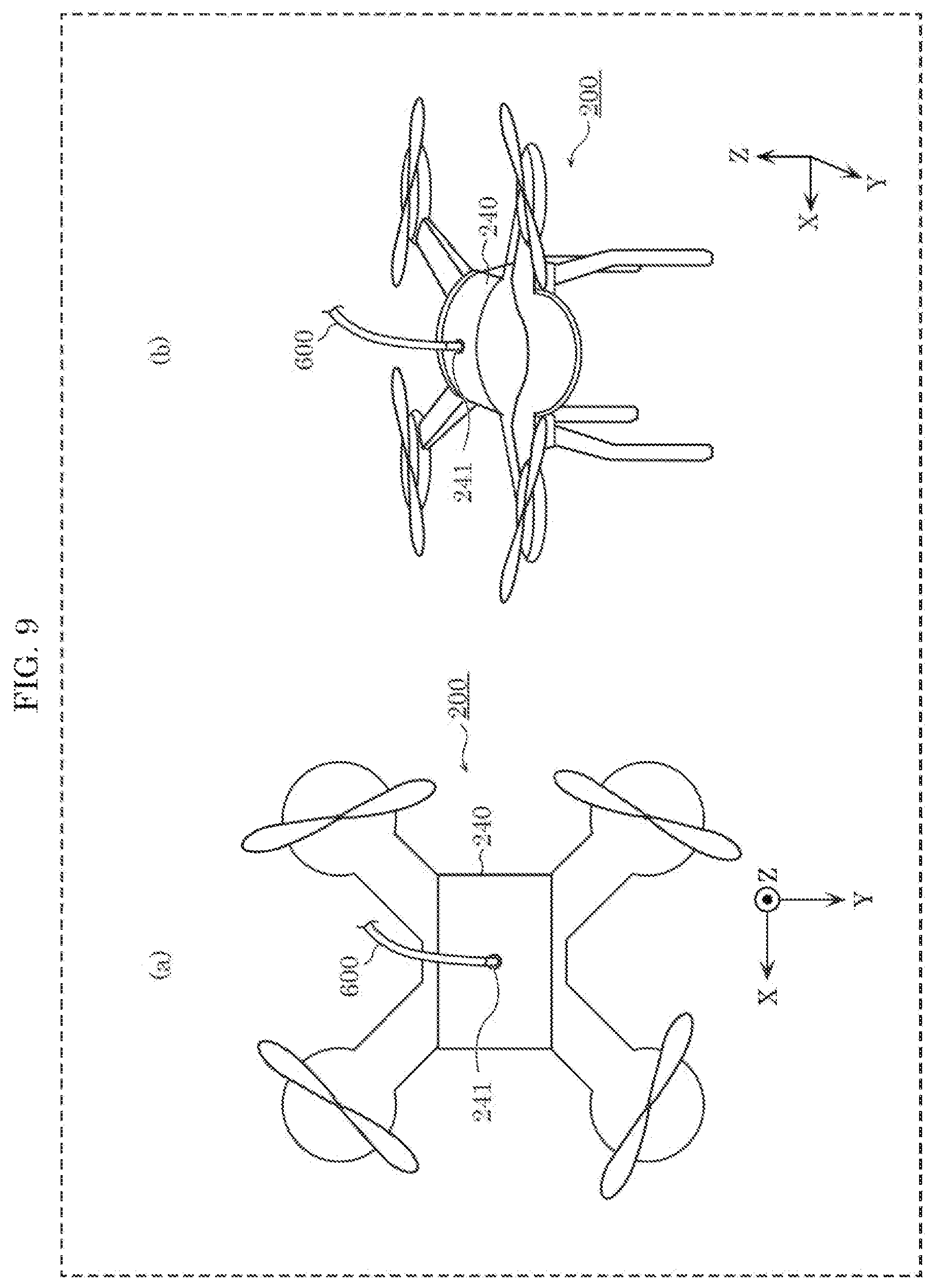 Patent US12353221 Figure 10 – Unmanned aerial vehicle and delivery system