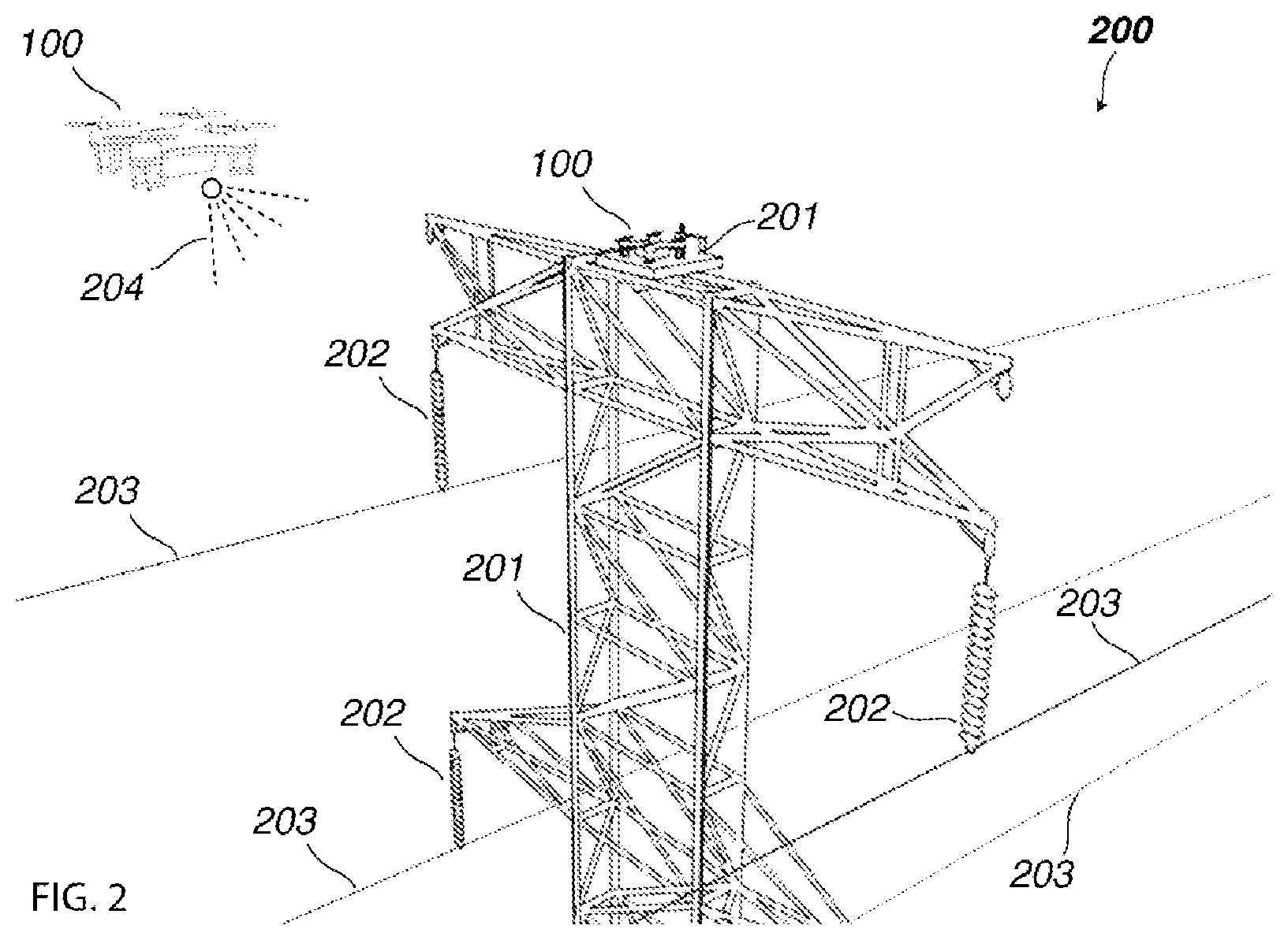 Patent US12353222 Figure 2 – Cooperative unmanned autonomous aerial vehicles for power grid inspection and management
