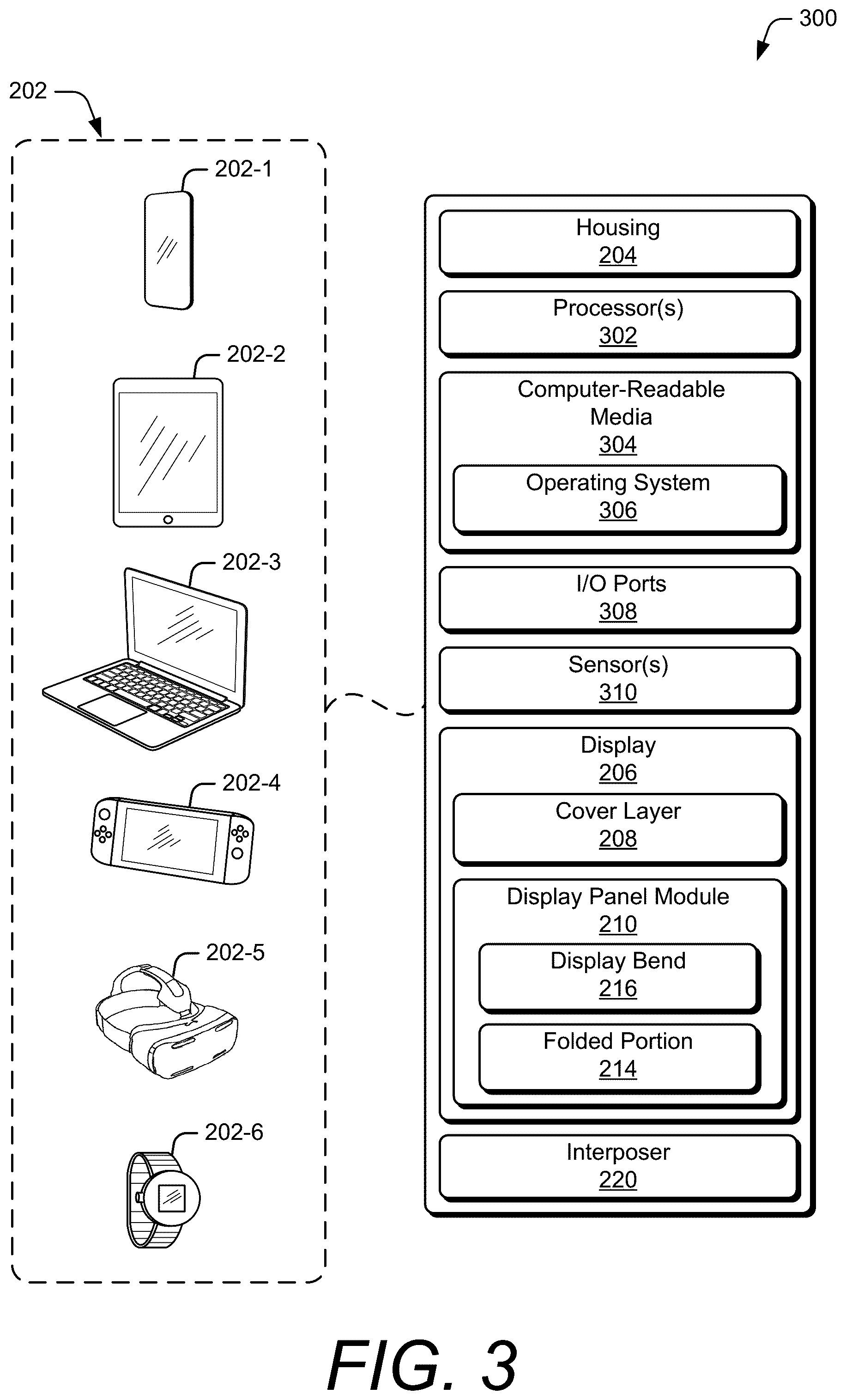 Patent US12353246 Figure 3 – Narrow display borders using a display-to-frame interposer