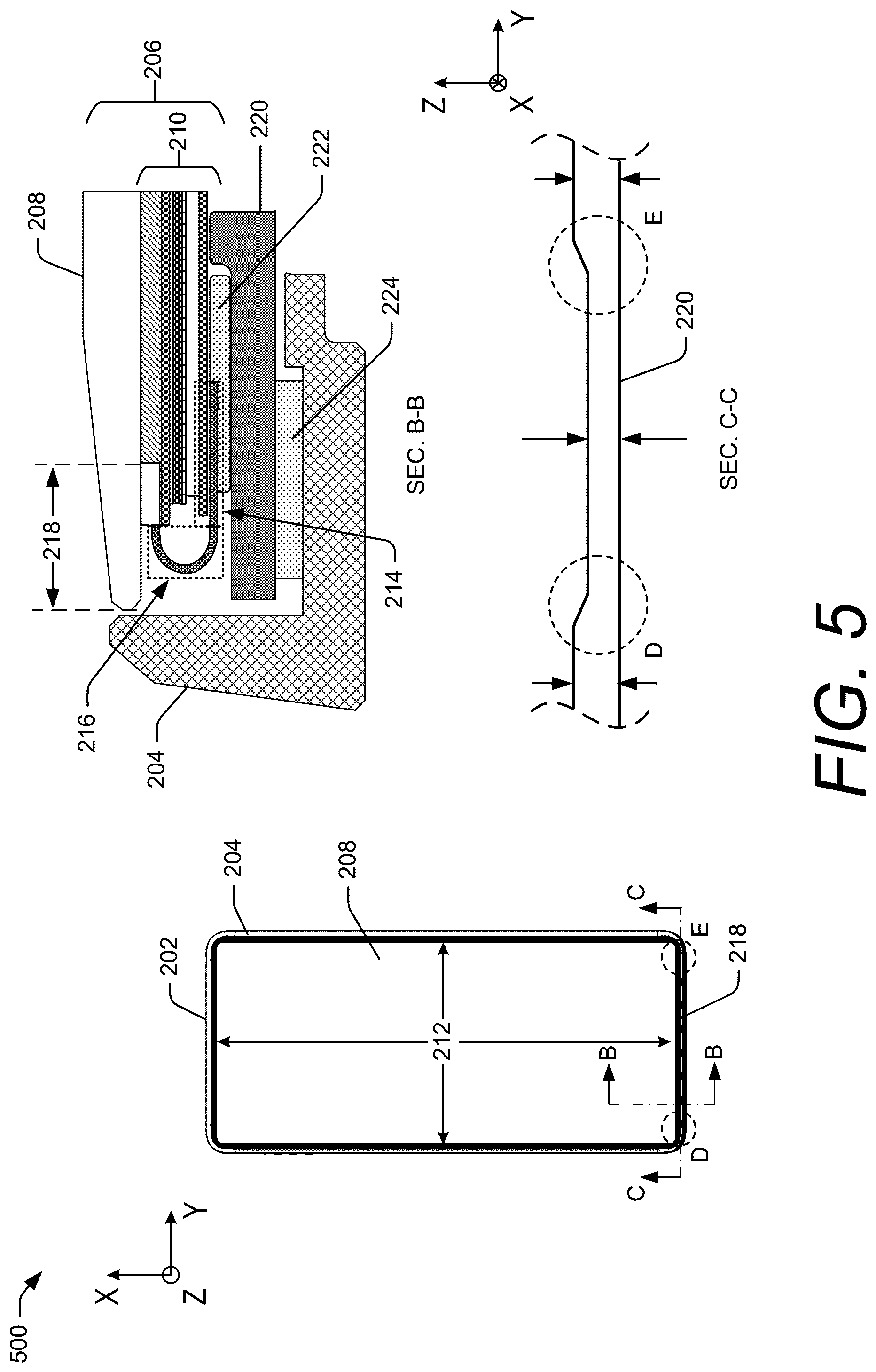 Patent US12353246 Figure 5 – Narrow display borders using a display-to-frame interposer