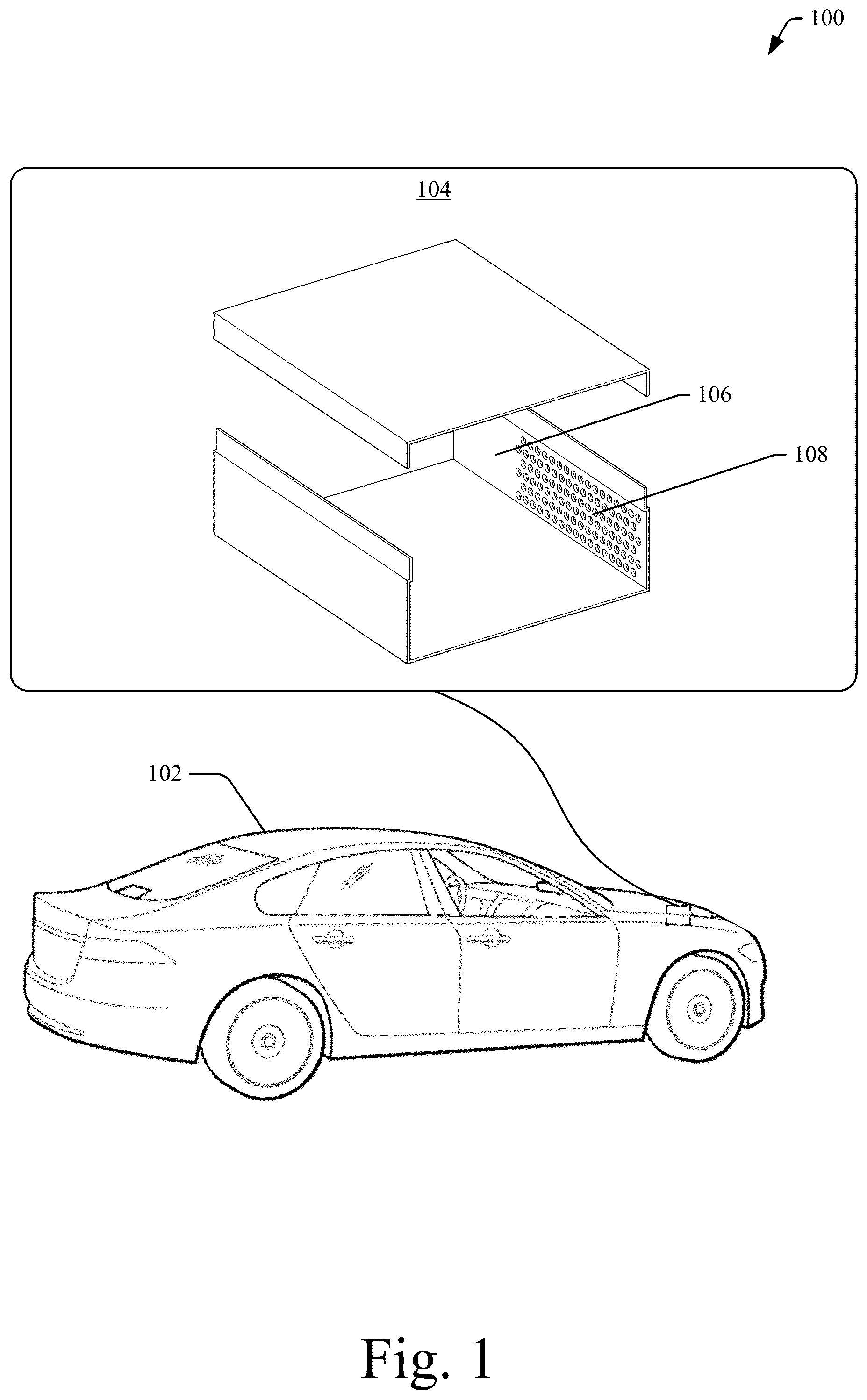 Patent US12353258 Figure 1 – Sheet metal enclosure with an array of extruded heat transfer holes