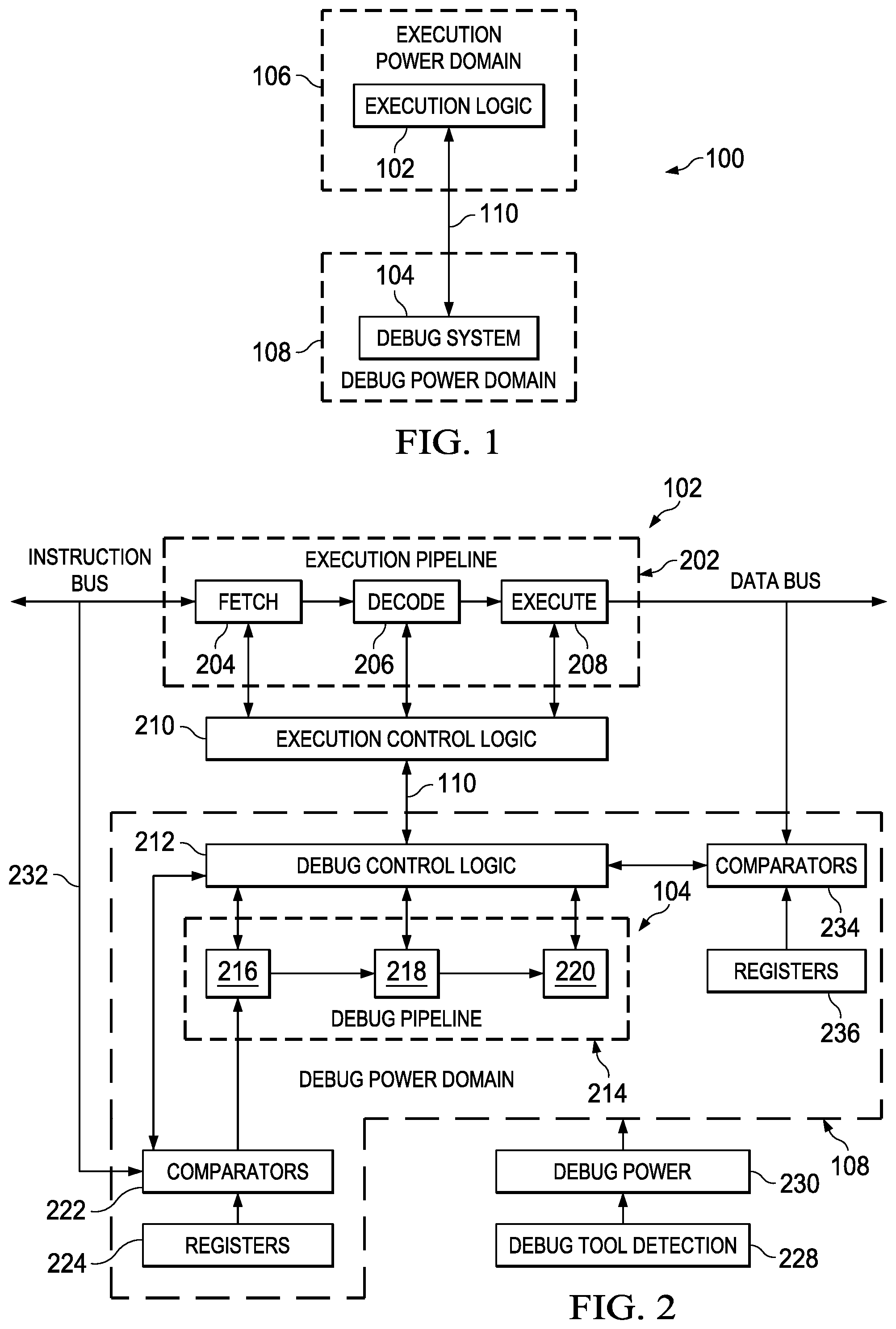 Patent US12353308 Figure 1 – Processor with debug pipeline