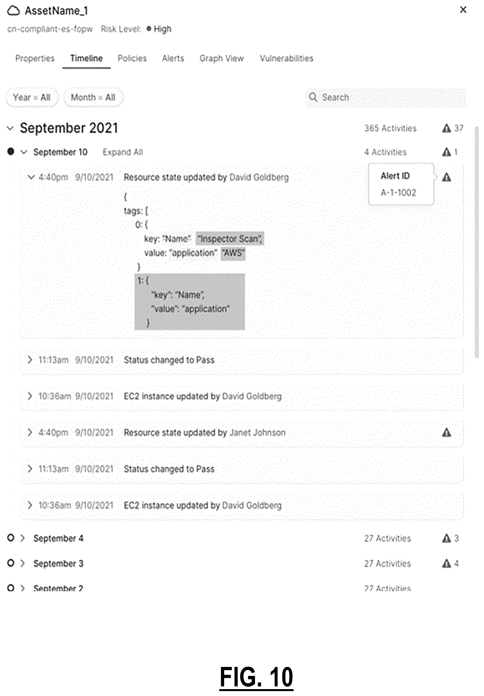 Patent US12353309 Figure 11 – Systems and methods for anomaly detection on resource activity logs