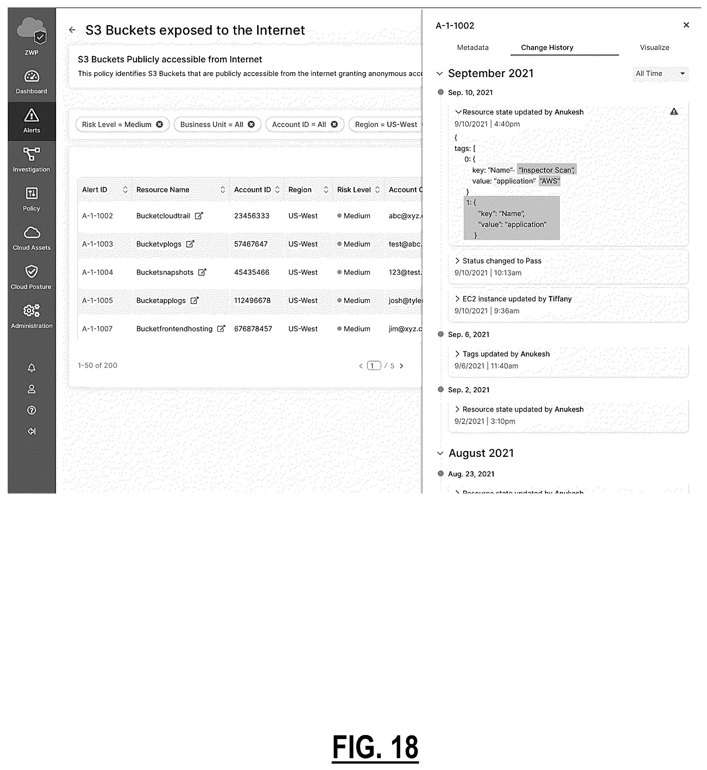 Patent US12353309 Figure 19 – Systems and methods for anomaly detection on resource activity logs