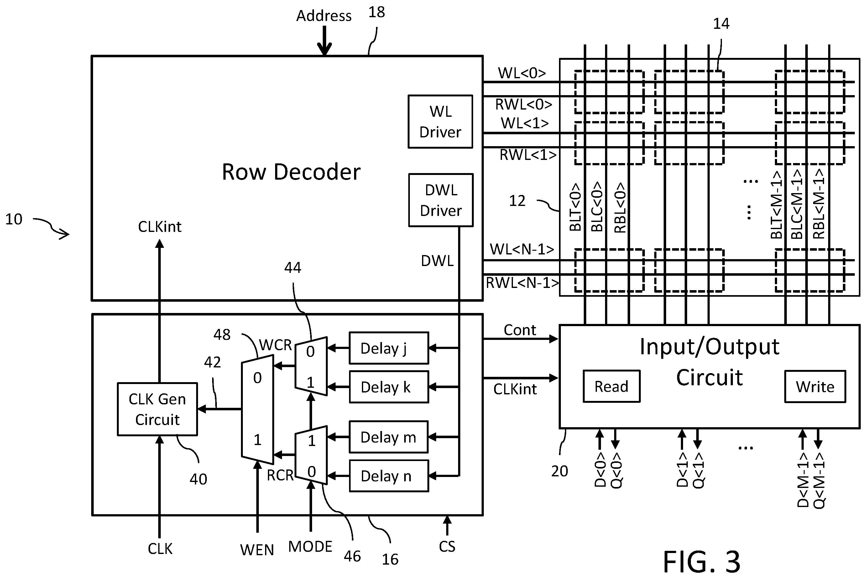 Patent US12353341 Figure 3 – Tuning of read/write cycle time delay for a memory circuit dependent on operational mode selection
