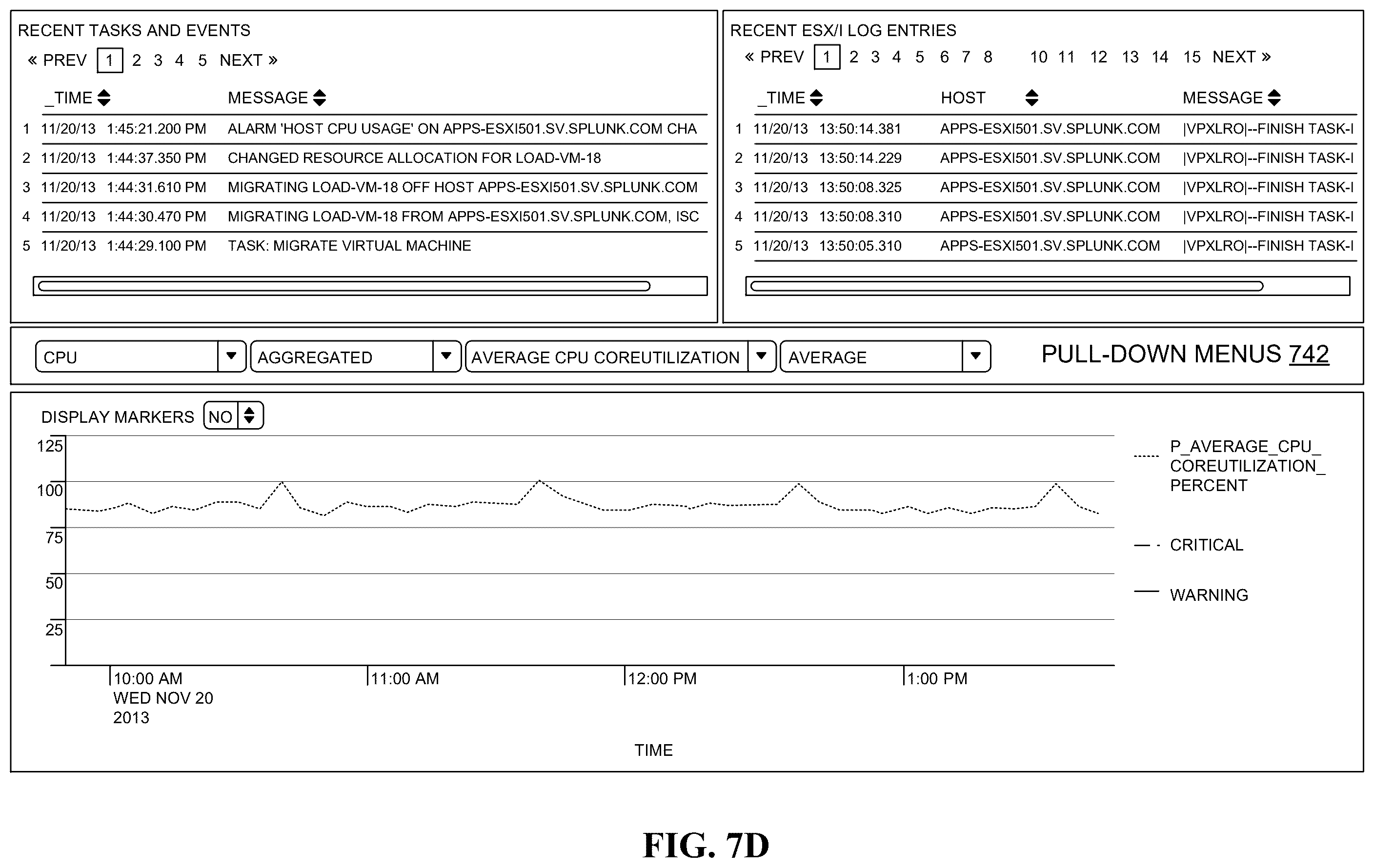 Patent US12353400 Figure 11 – Summarized view of search results with a panel in each column