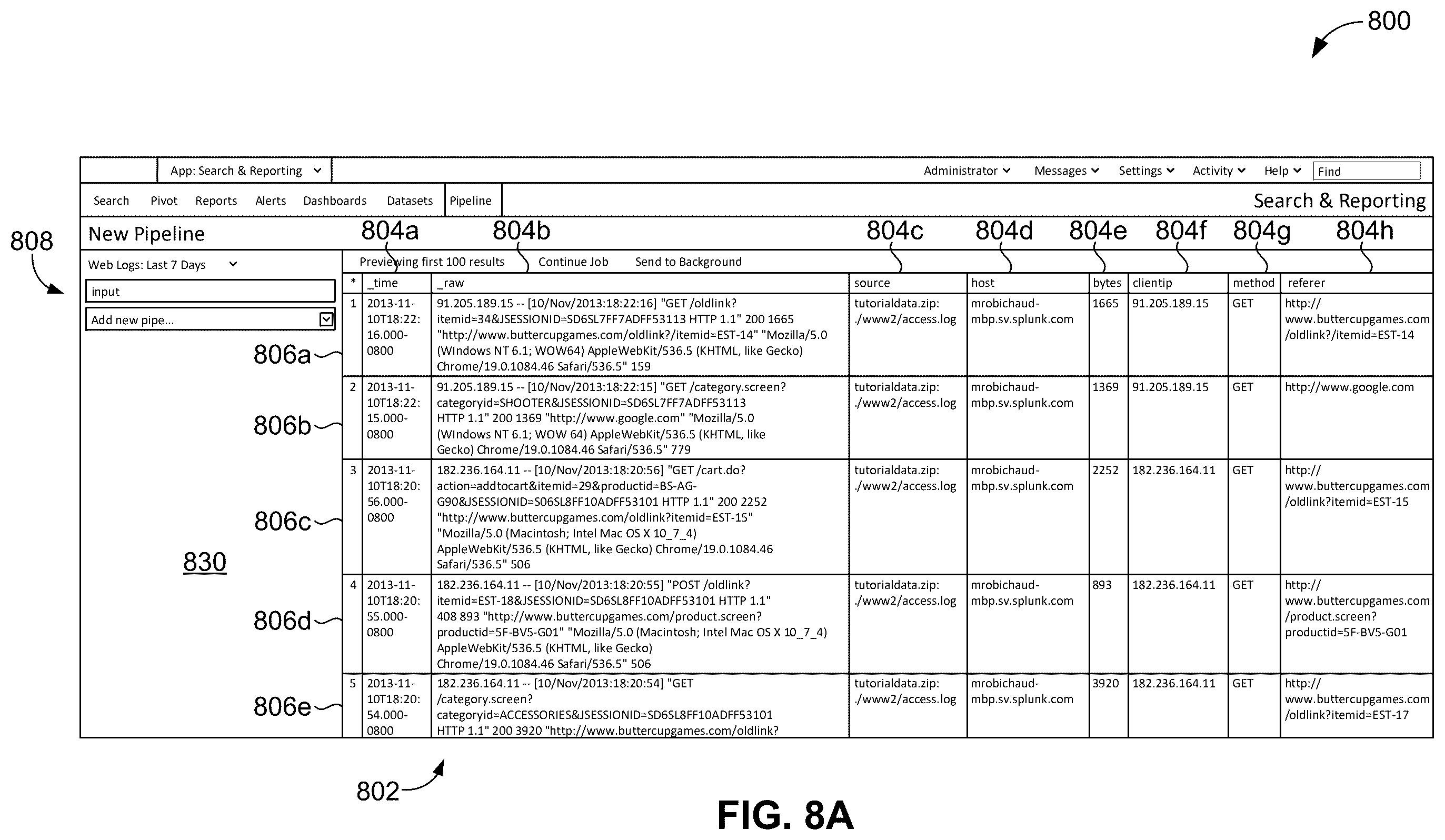 Patent US12353400 Figure 12 – Summarized view of search results with a panel in each column