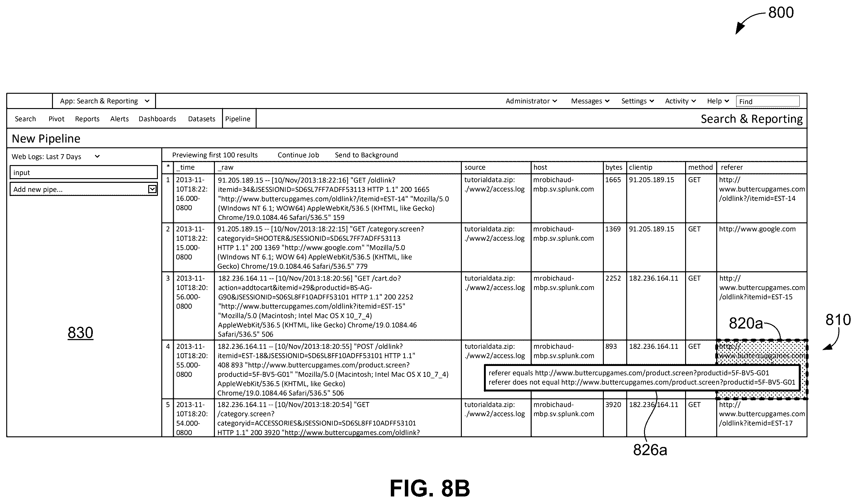 Patent US12353400 Figure 13 – Summarized view of search results with a panel in each column