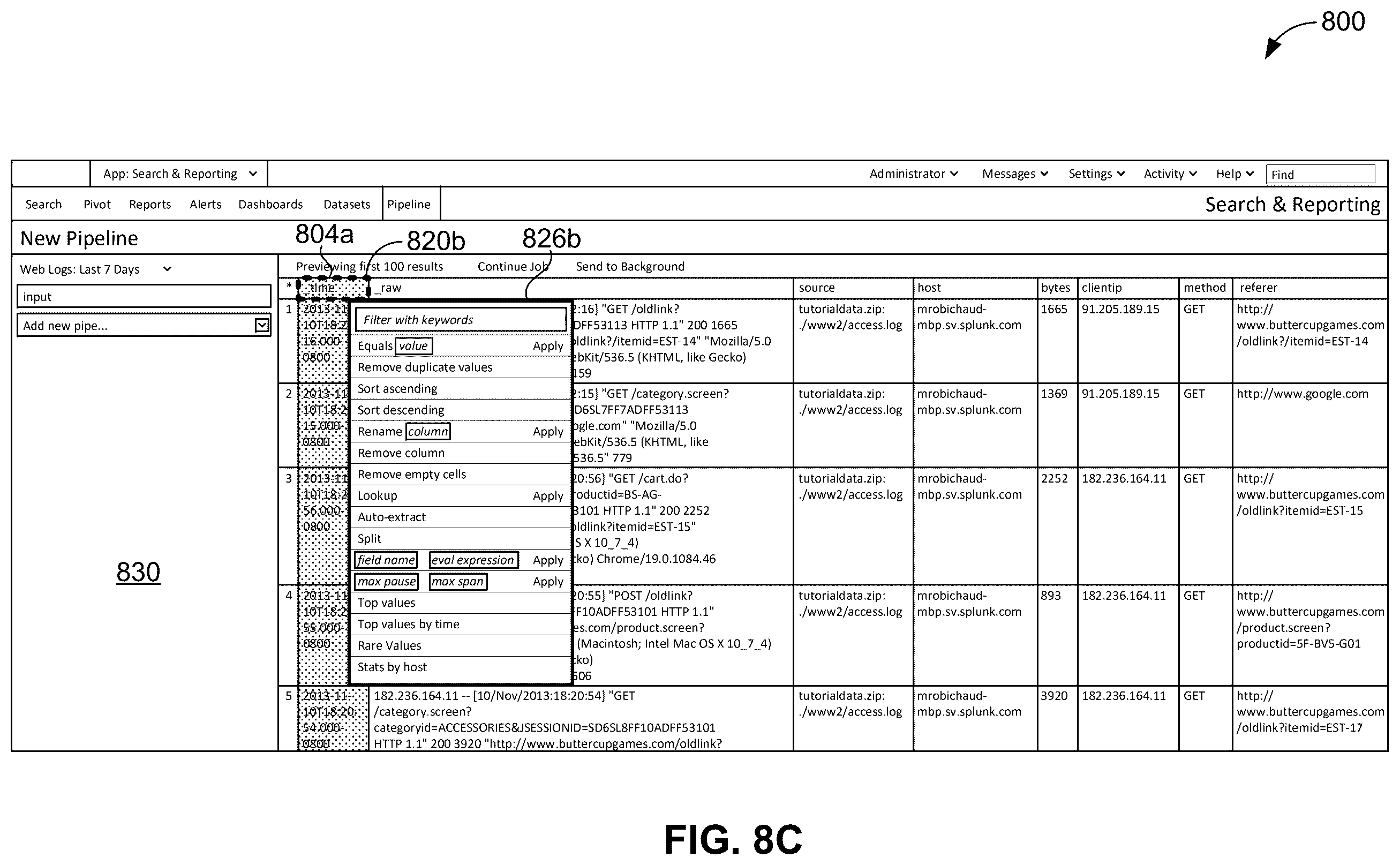 Patent US12353400 Figure 14 – Summarized view of search results with a panel in each column