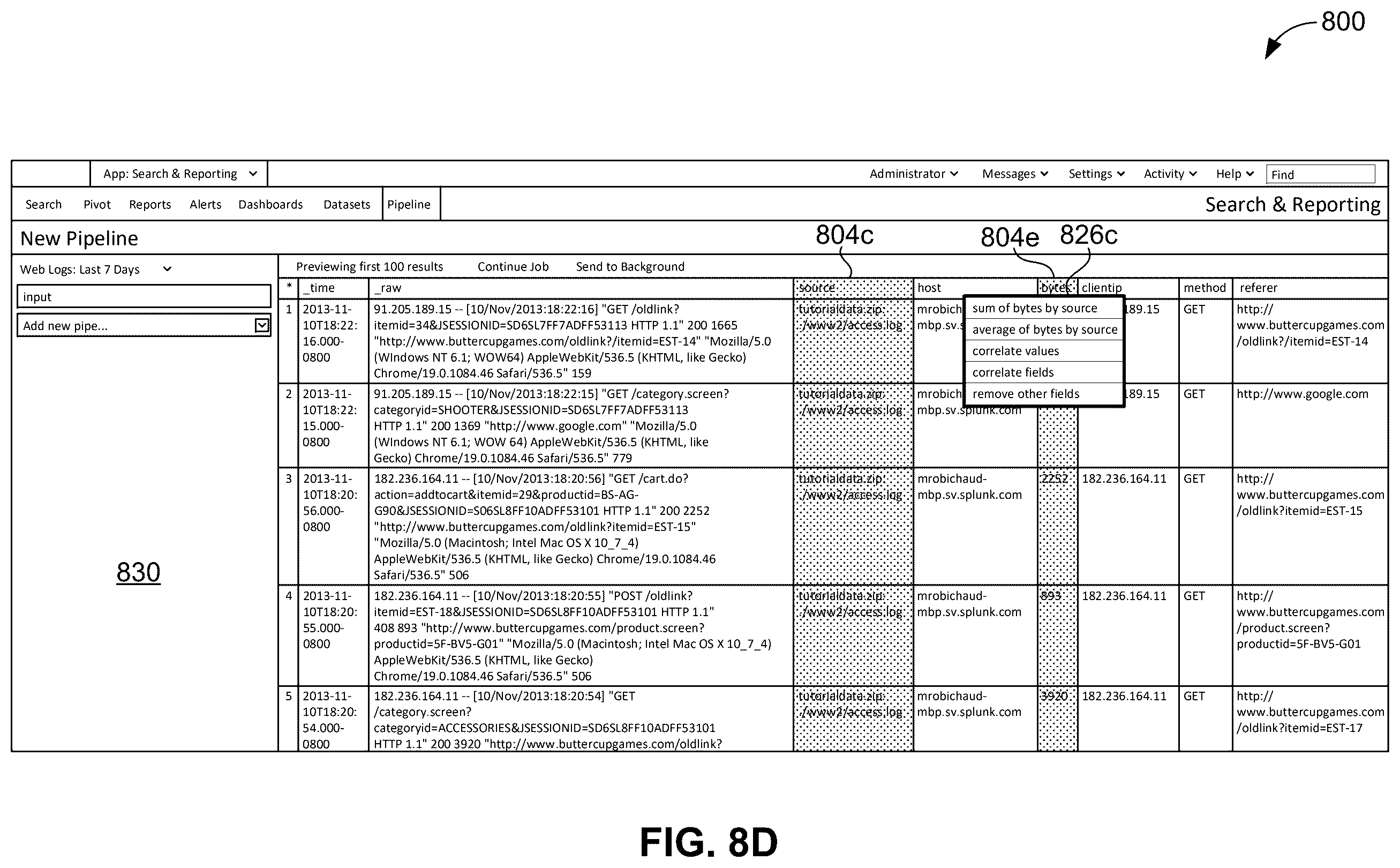 Patent US12353400 Figure 15 – Summarized view of search results with a panel in each column