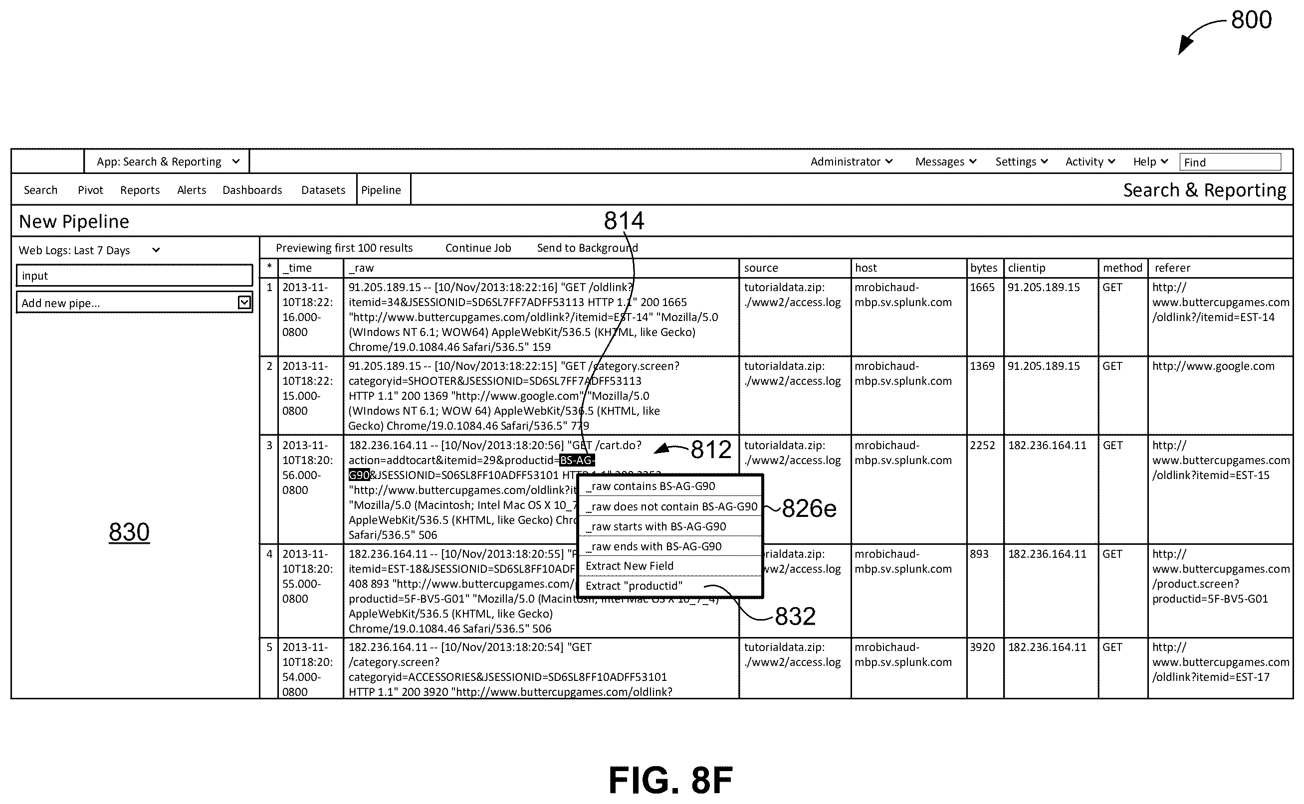 Patent US12353400 Figure 17 – Summarized view of search results with a panel in each column