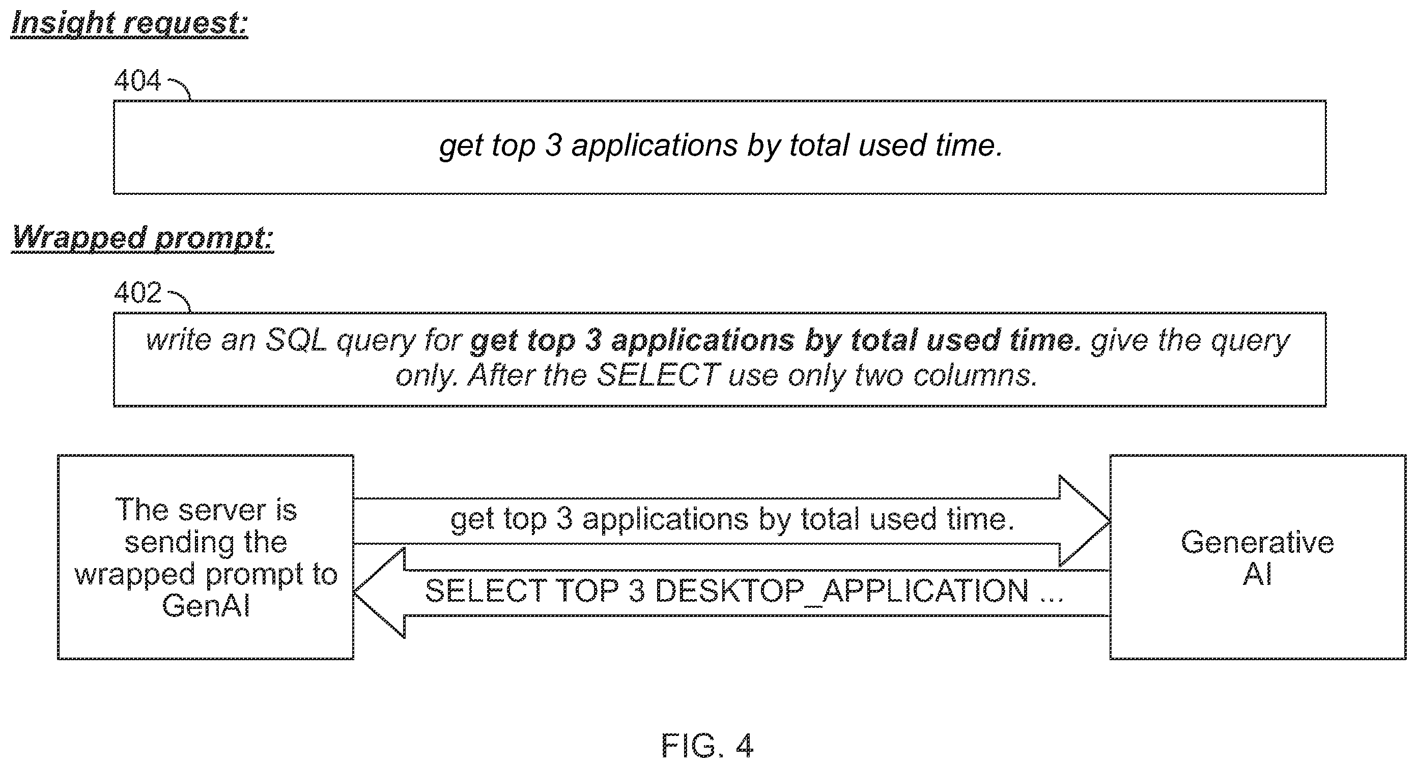 Patent US12353407 Figure 4 – System and method for artificial intelligence based generation of database queries